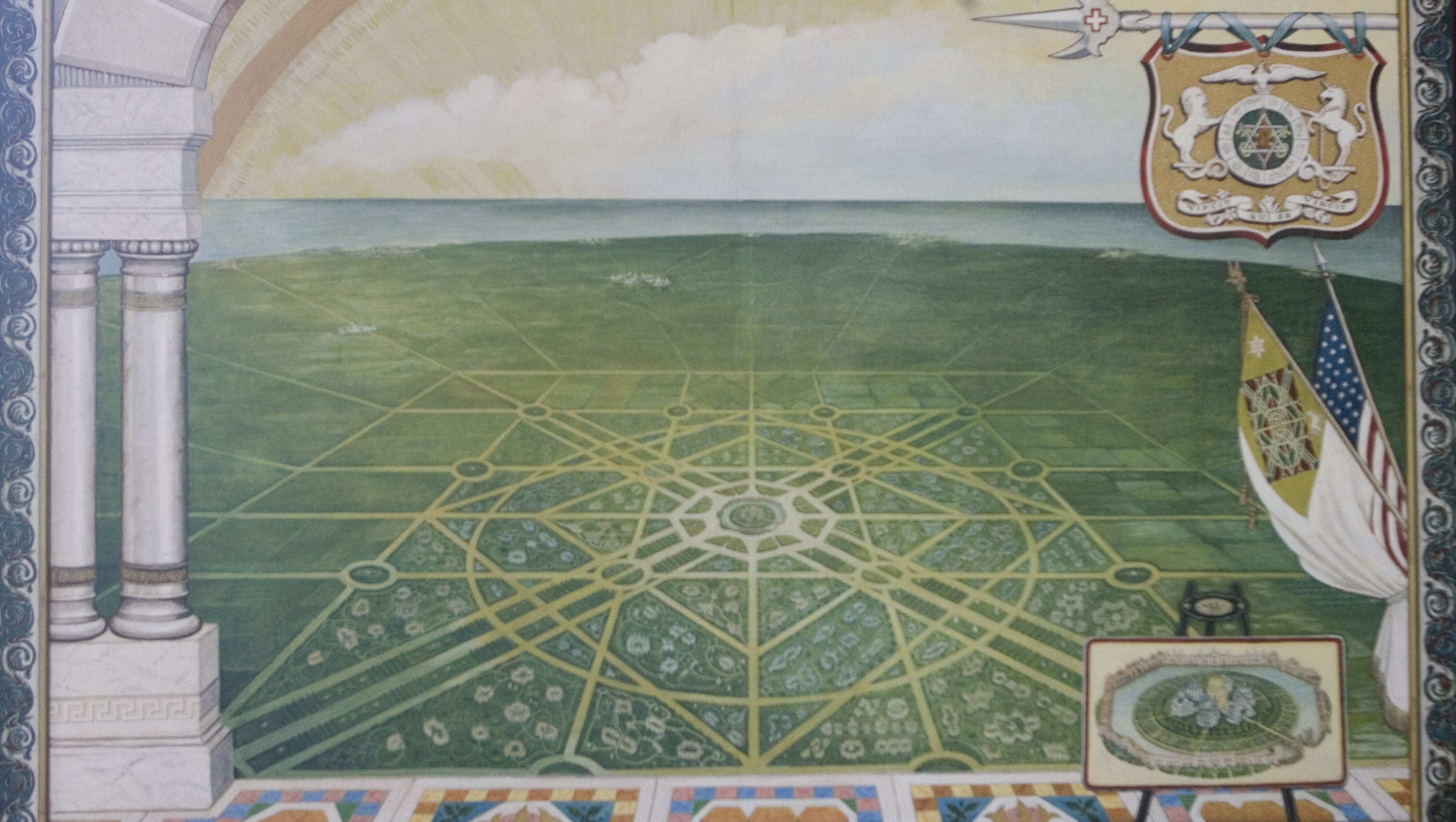 Cyrus Teed's New Jerusalem — the Koreshan city plan, painted by Moses Weaver