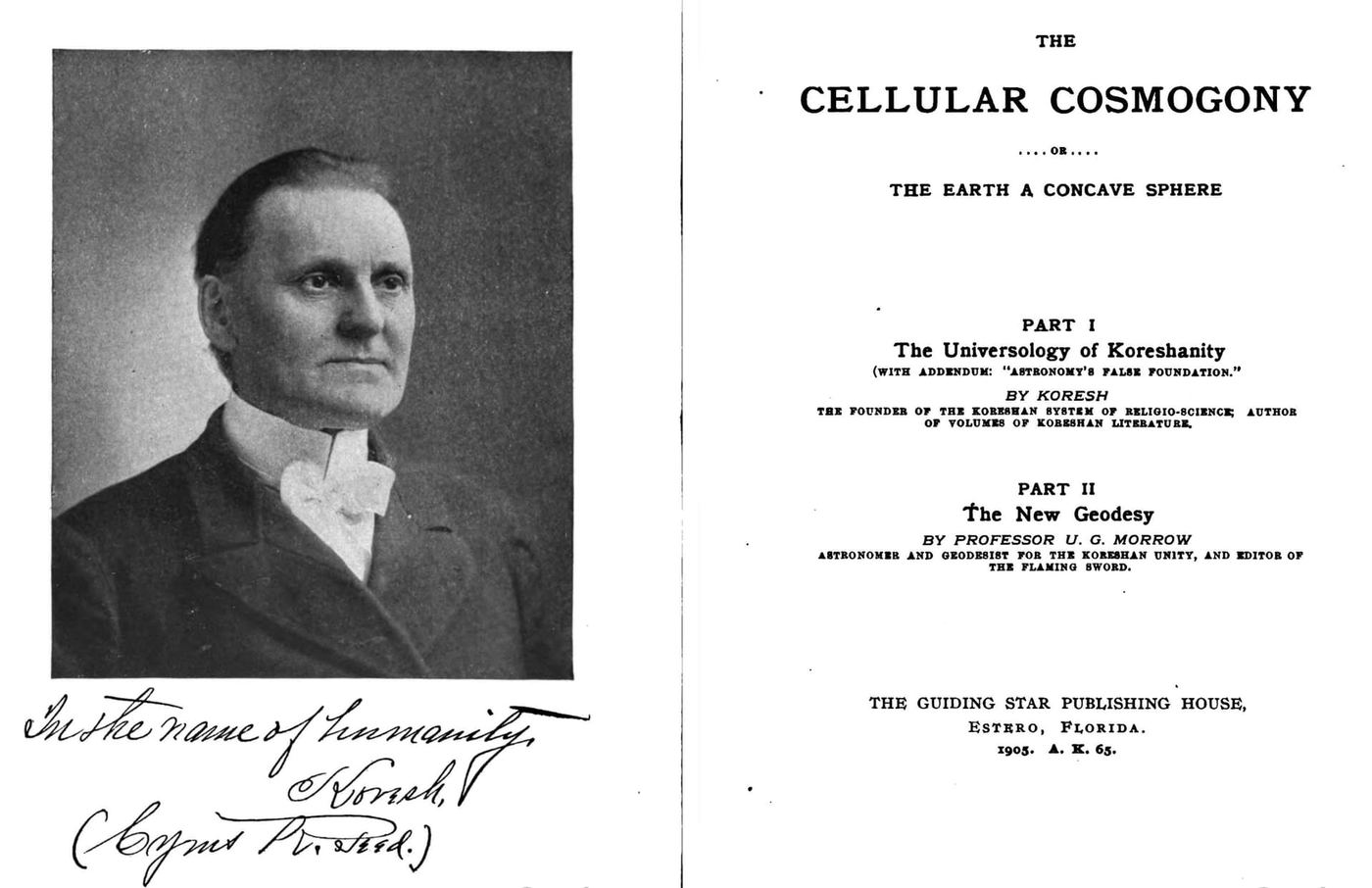 Cover of The Cellular Cosmogony by Cyrus R. Teed and Ulysses G. Morrow.