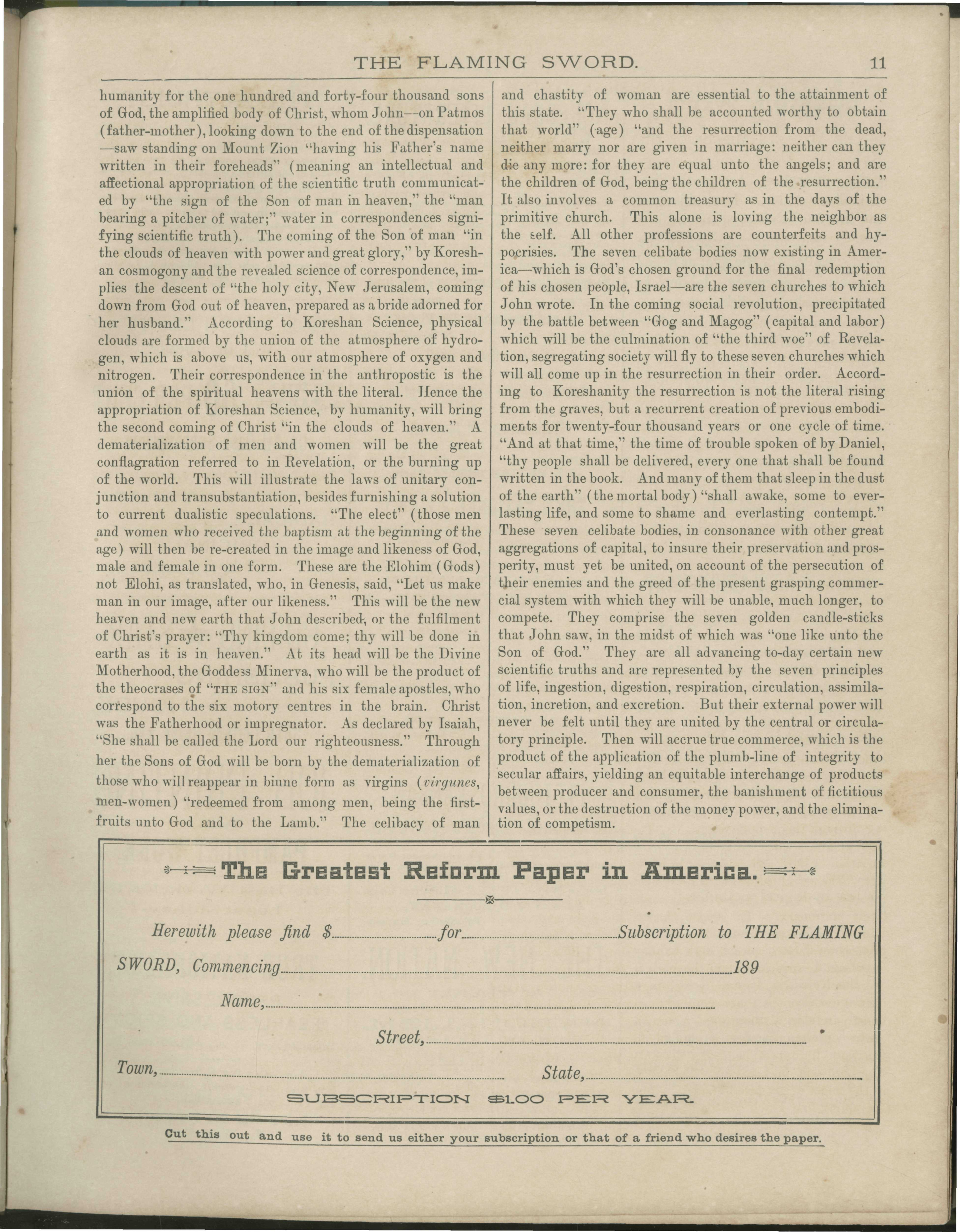 Scanned PDF p. 11 from The Flaming Sword, Mar 19, 1892.