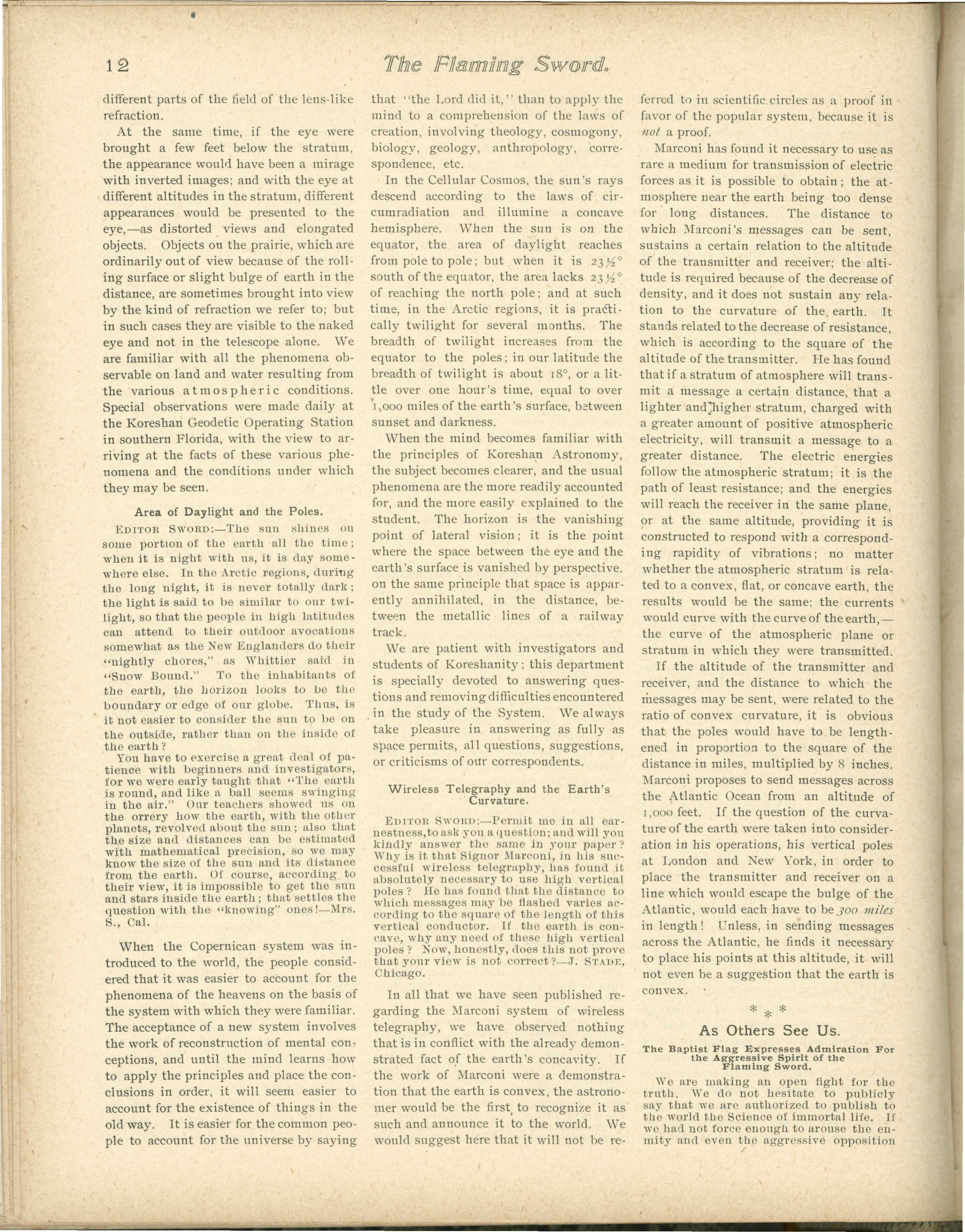 Scanned PDF p. 12 from The Flaming Sword, 7 Apr. 1899.