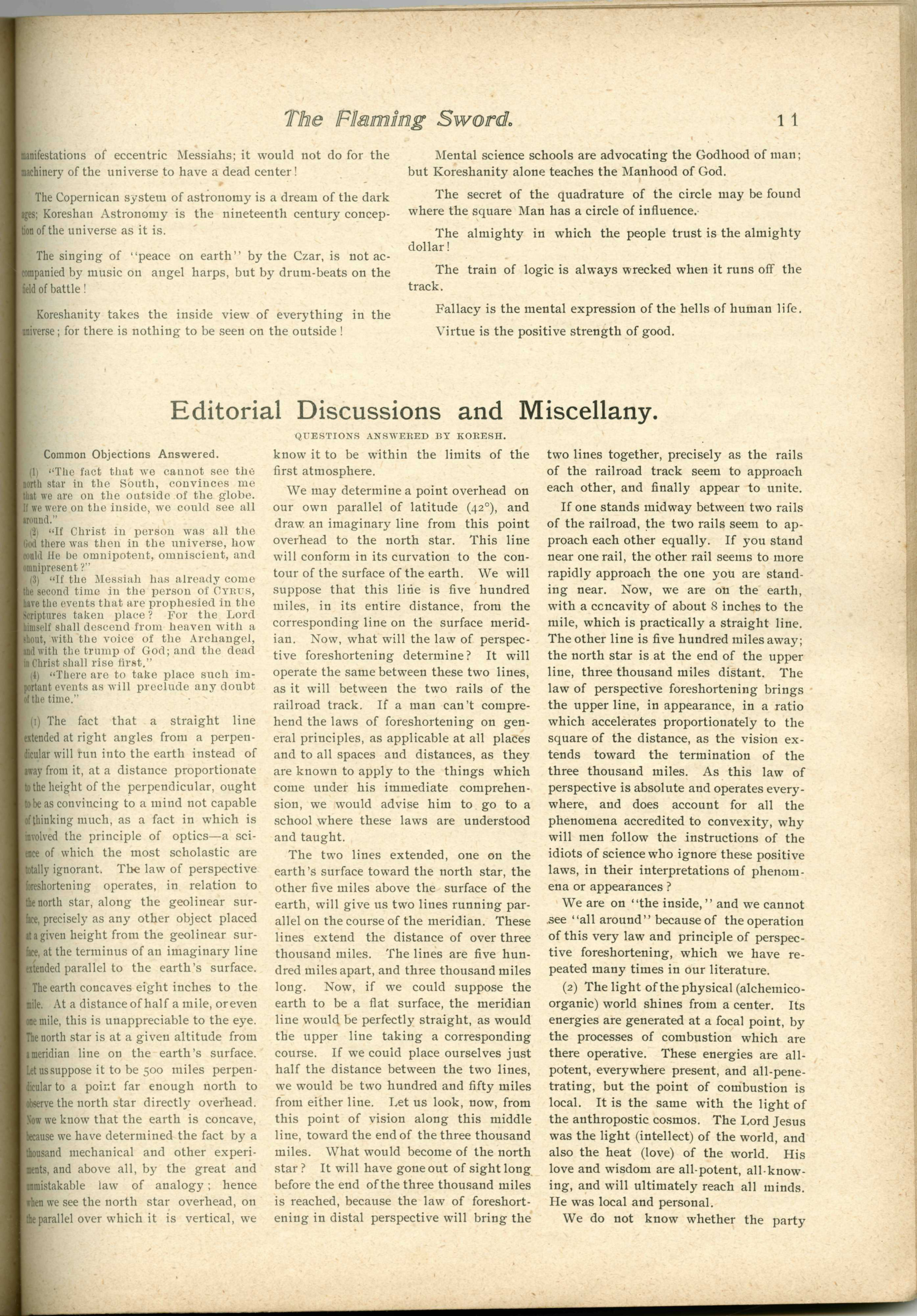 Scanned PDF p. 11 from The Flaming Sword, Oct 1900.