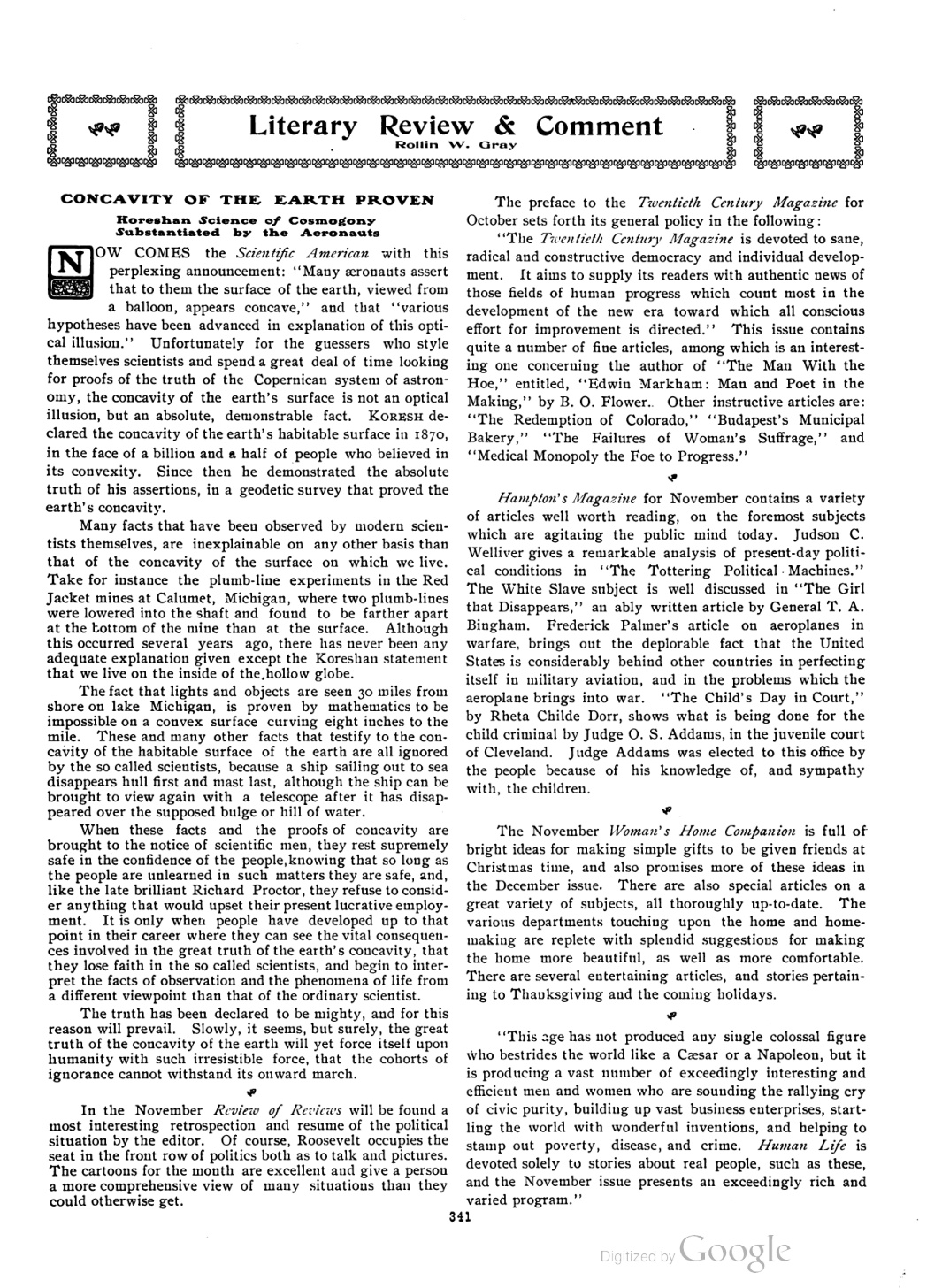 Scanned PDF p. 21 from The Flaming Sword, Nov. 1910.