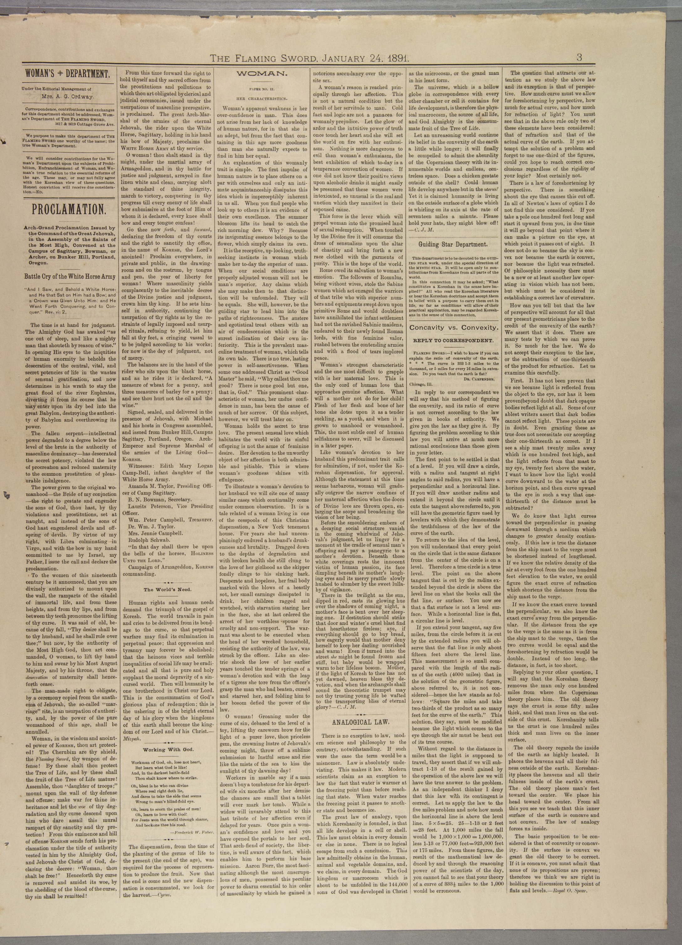 Scanned PDF p. 3 from The Flaming Sword, Jan 24, 1891.