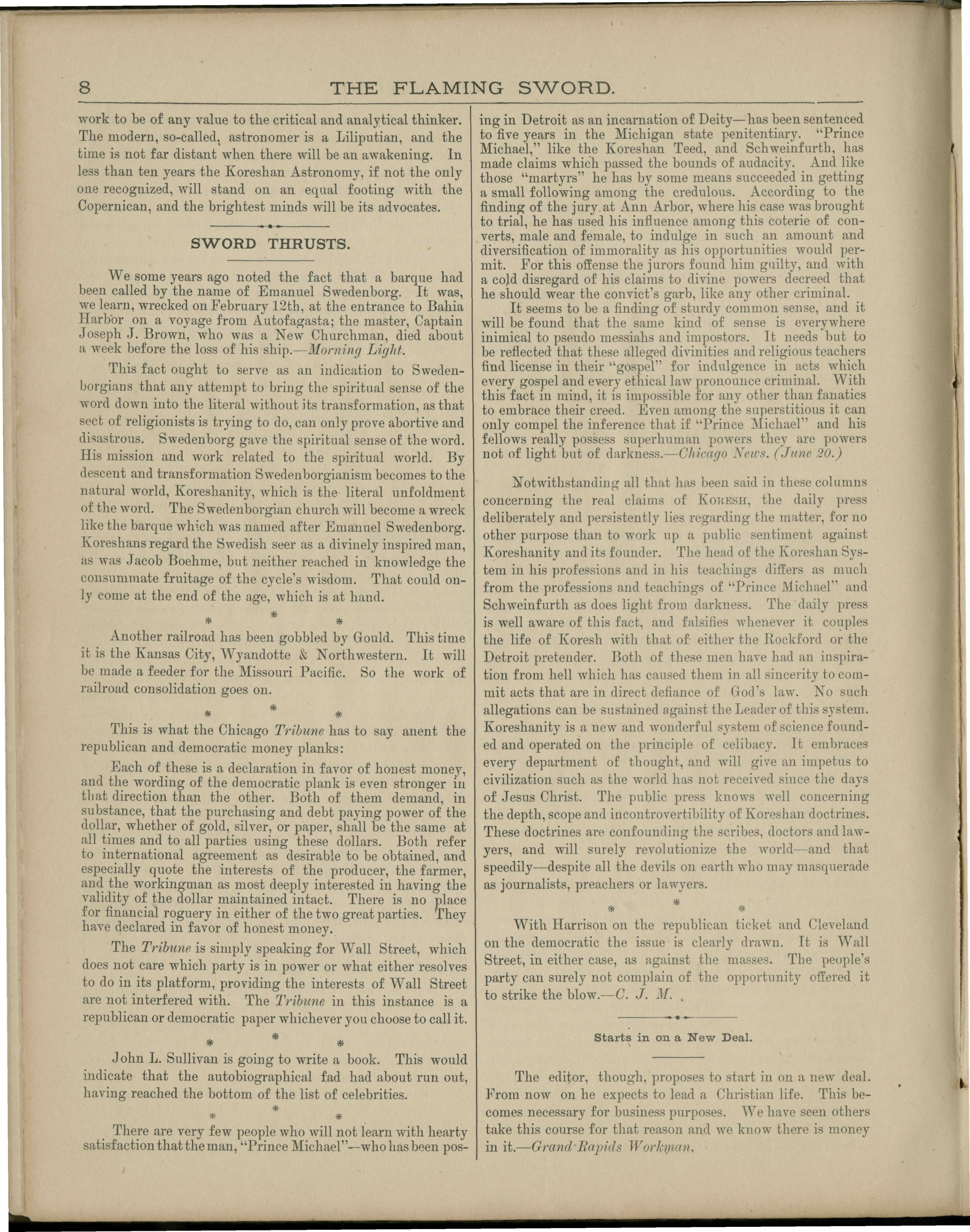 Scanned PDF p. 8 from The Flaming Sword, Jul 2, 1892.