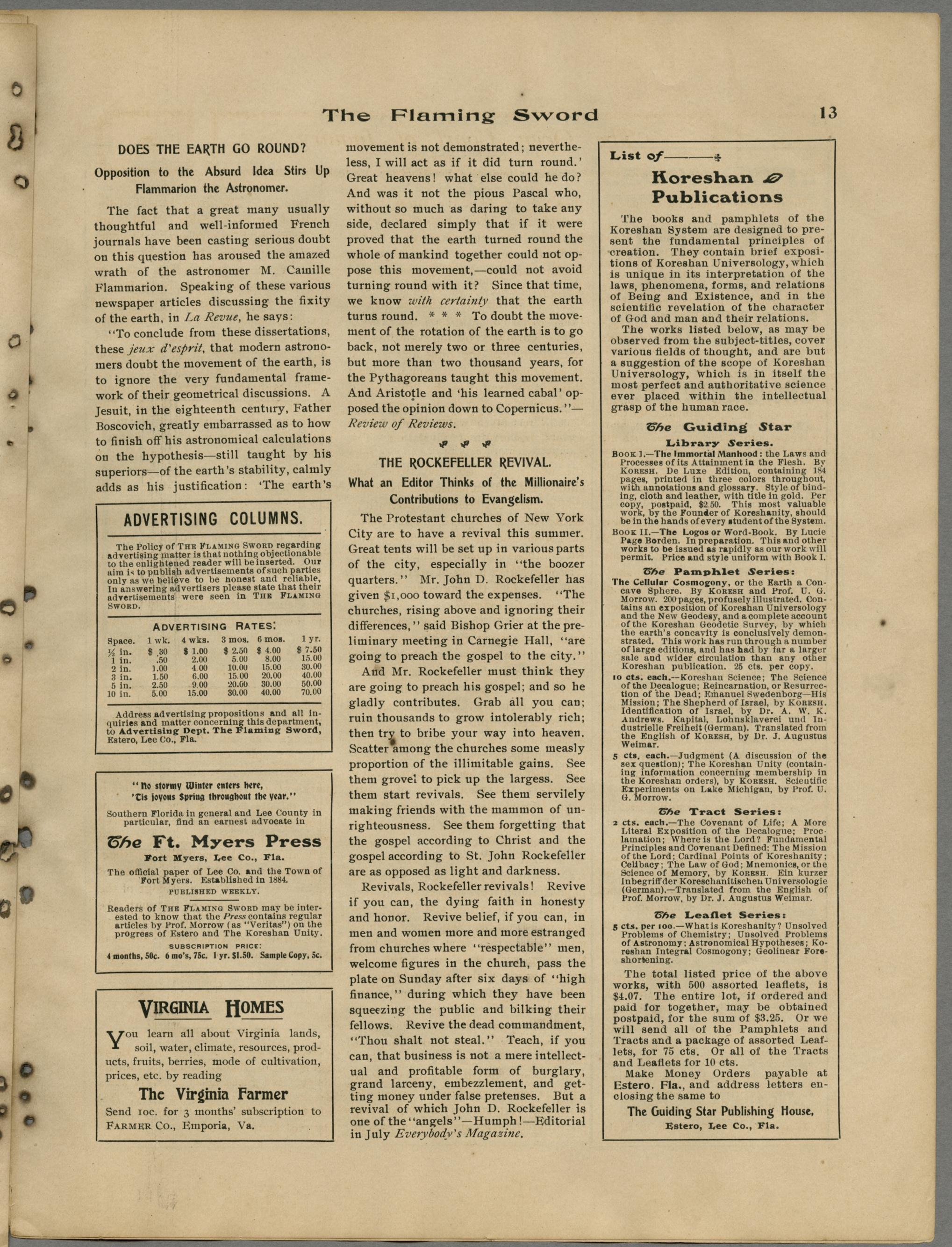 Scanned PDF p. 13 from The Flaming Sword, Jul 25, 1905.