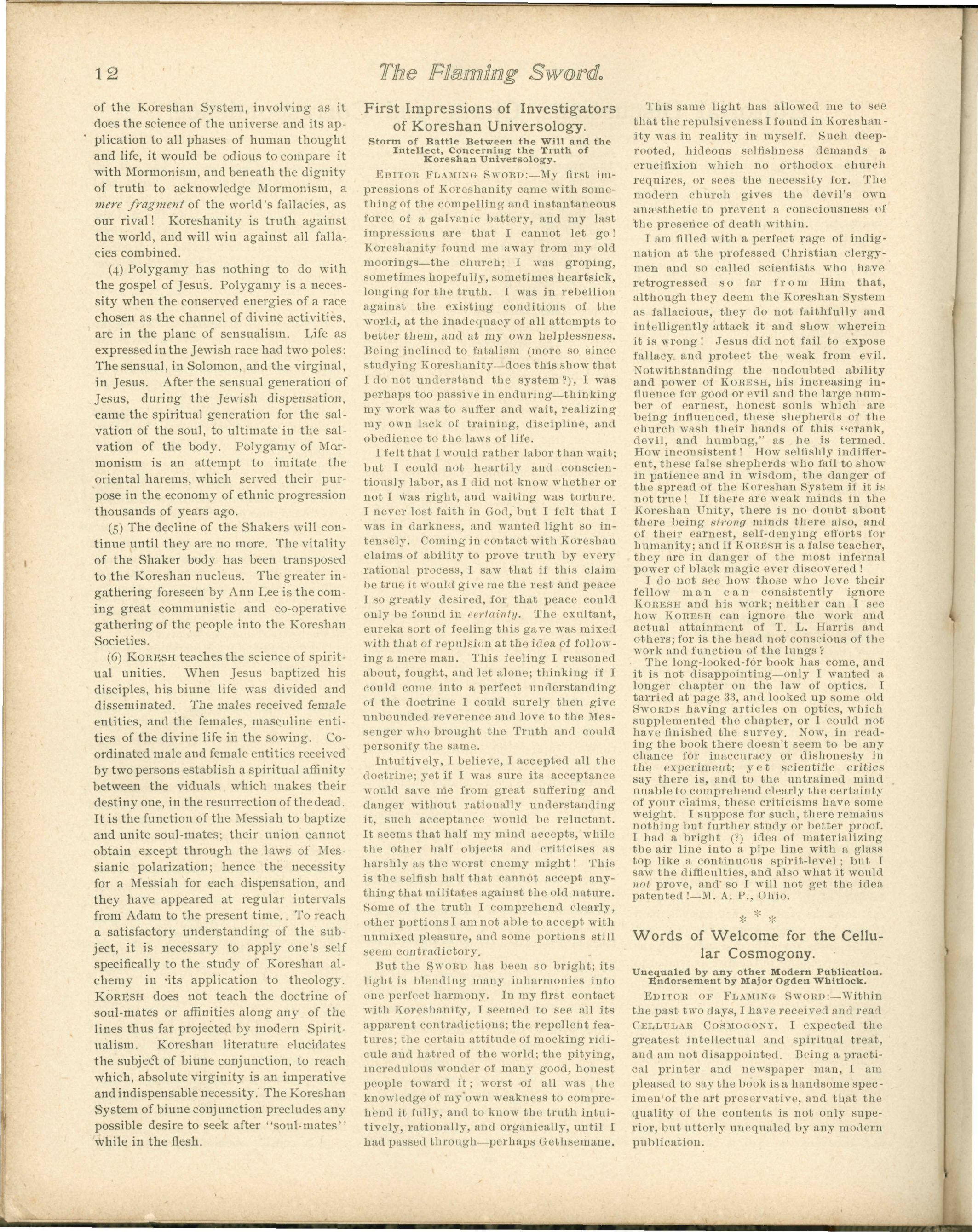 Scanned PDF p. 12 from The Flaming Sword, Dec 9, 1898.