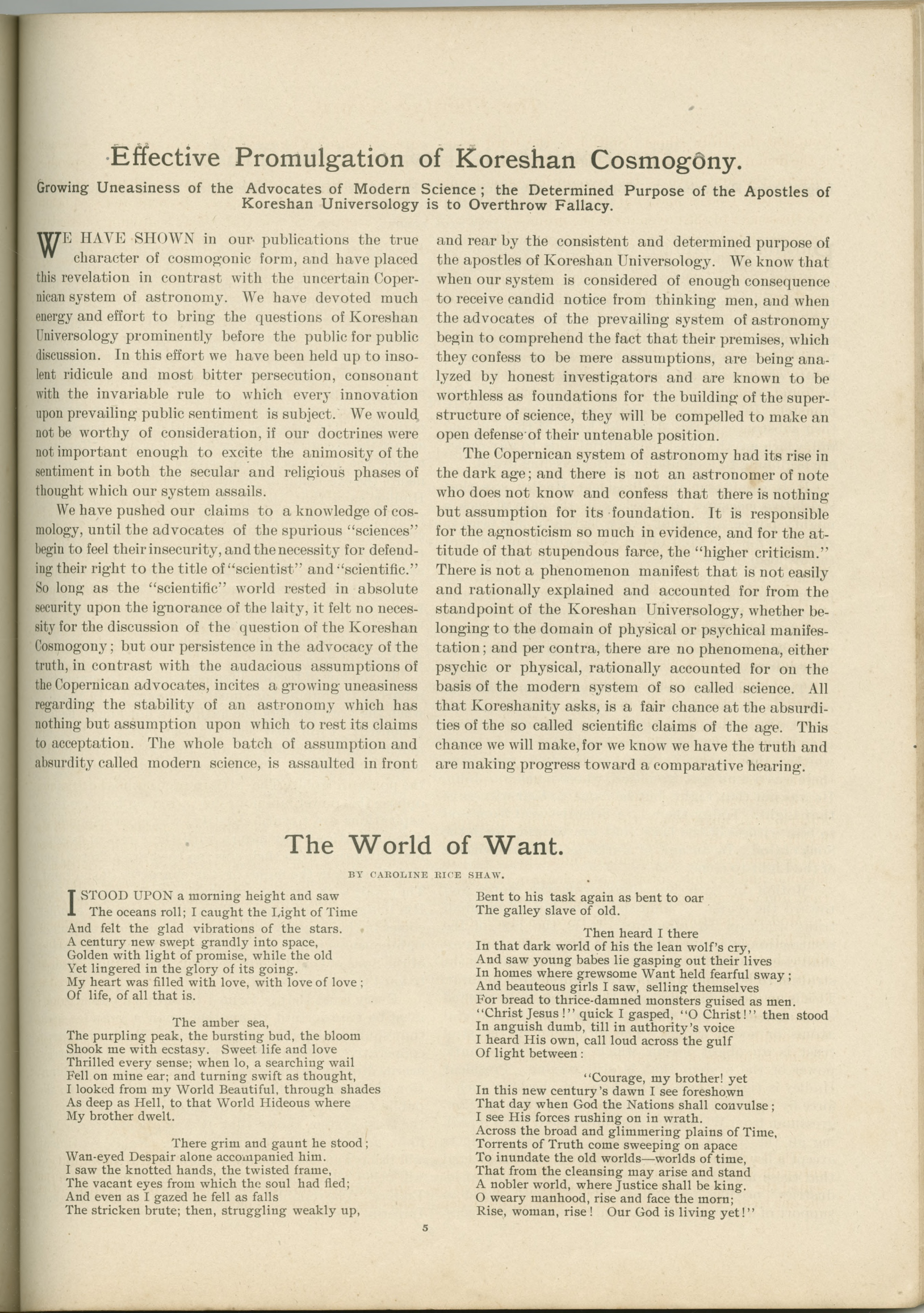 Scanned PDF p. 5 from The Flaming Sword, March 1901.