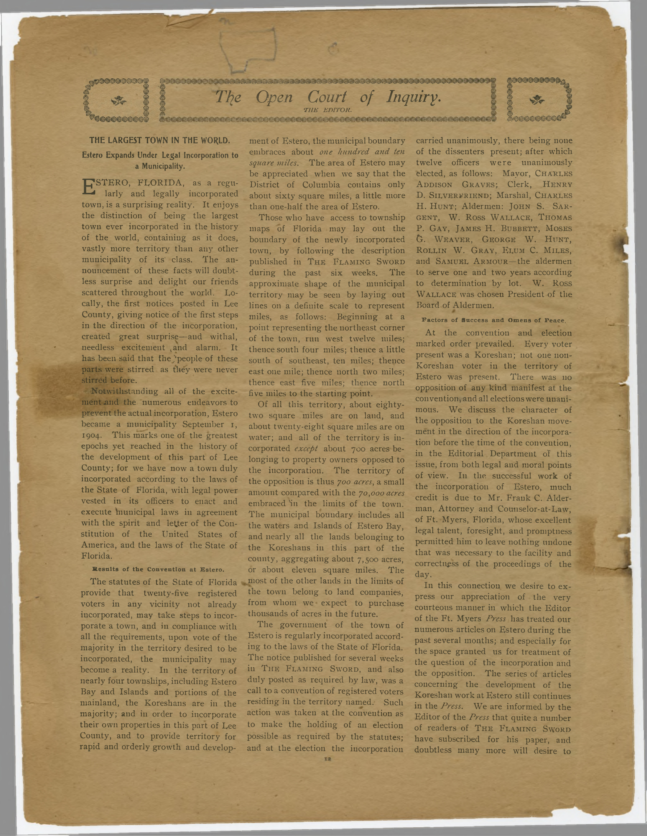 Scanned PDF p. 12 from The Flaming Sword, 13 Sep 1904.