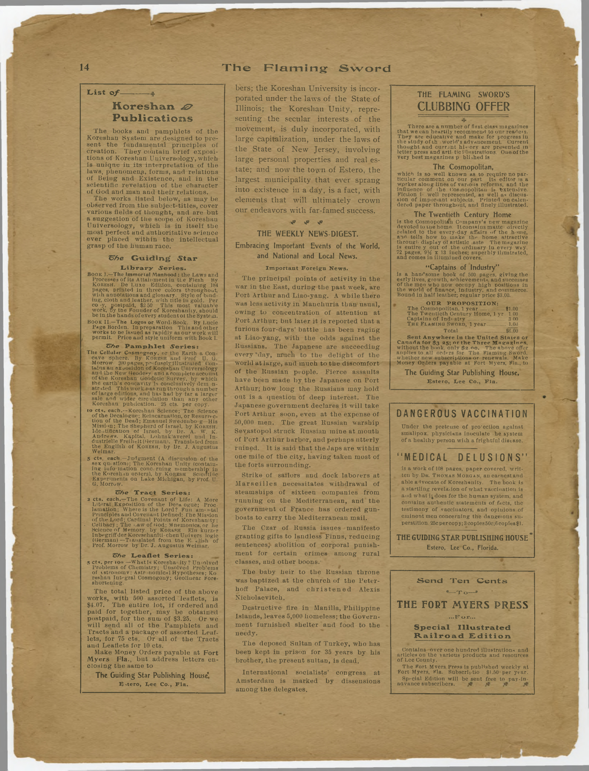 Scanned PDF p. 14 from The Flaming Sword, 13 Sep 1904.