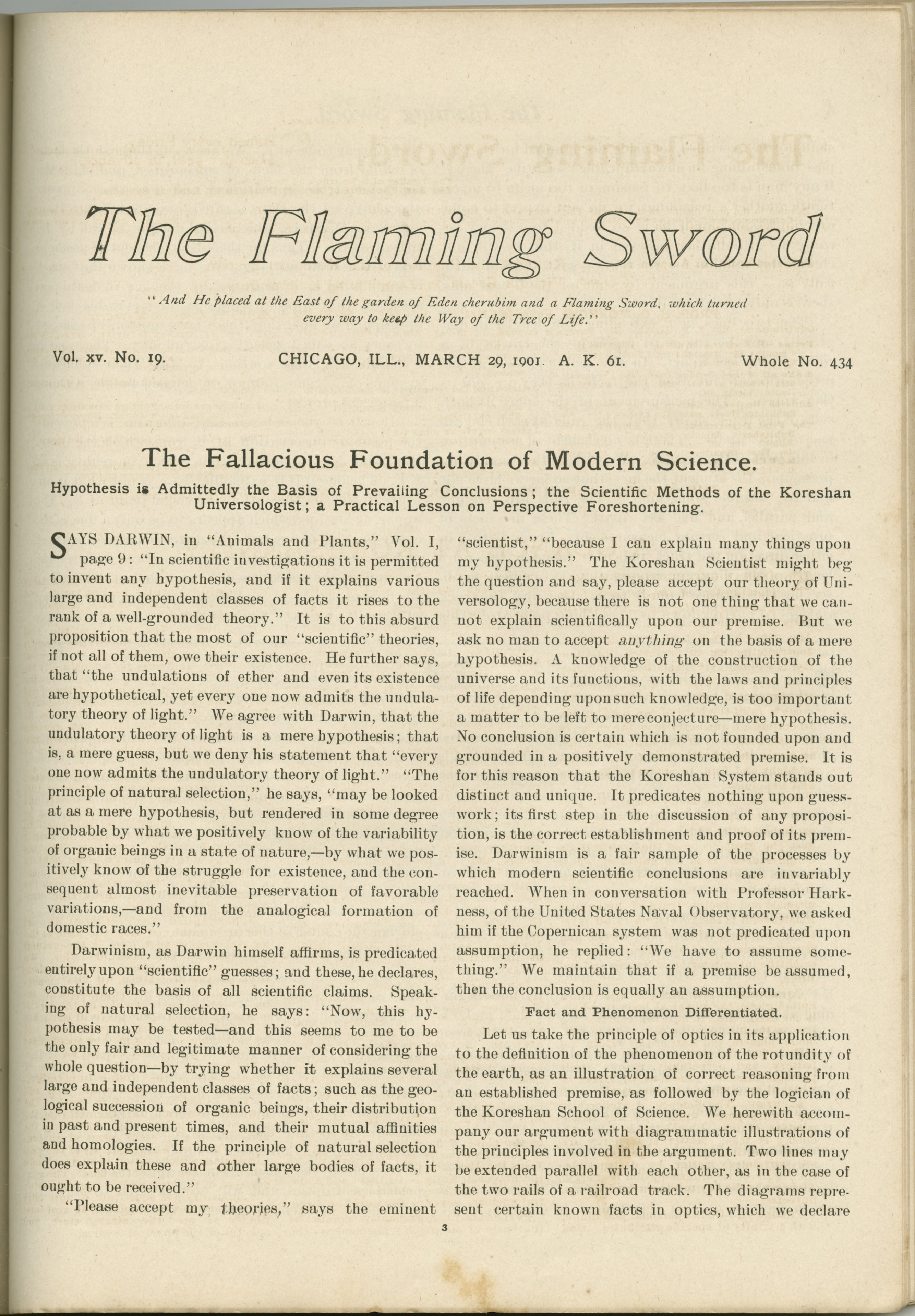 Scanned PDF p. 3 from The Flaming Sword, March 1901.