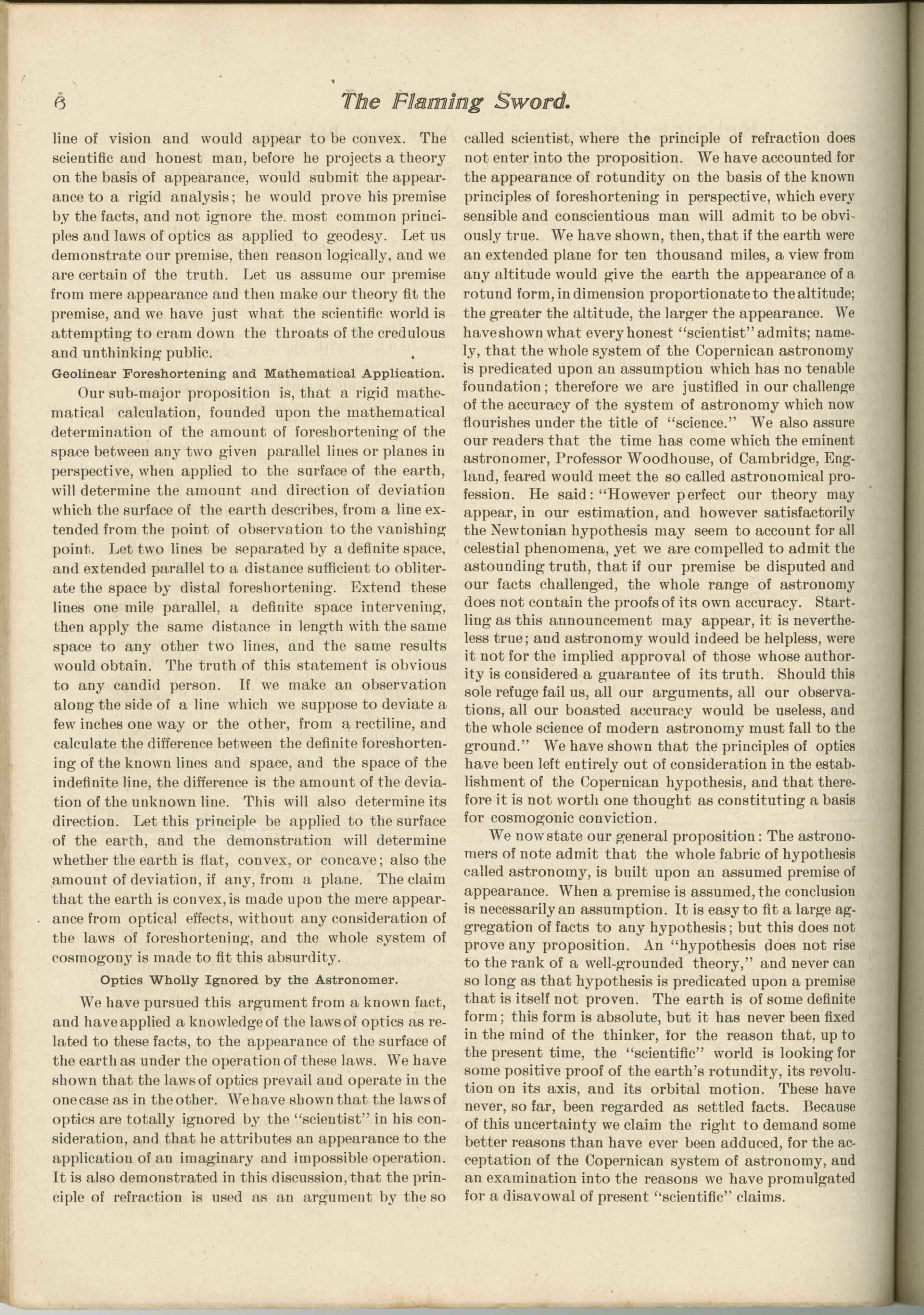 Scanned PDF p. 6 from The Flaming Sword, March 1901.