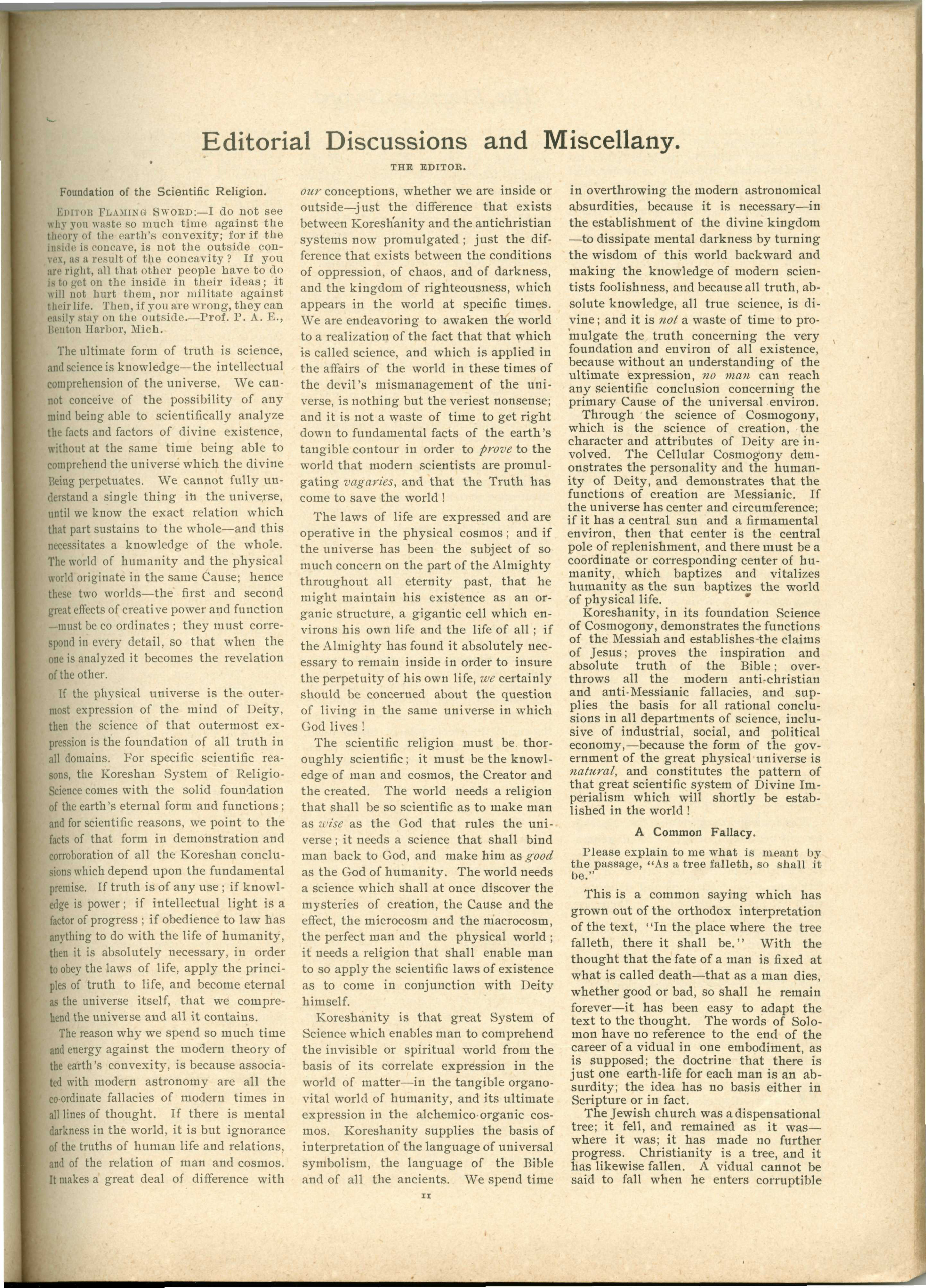 Scanned PDF p. 11 from The Flaming Sword, 15 Jun 1900.