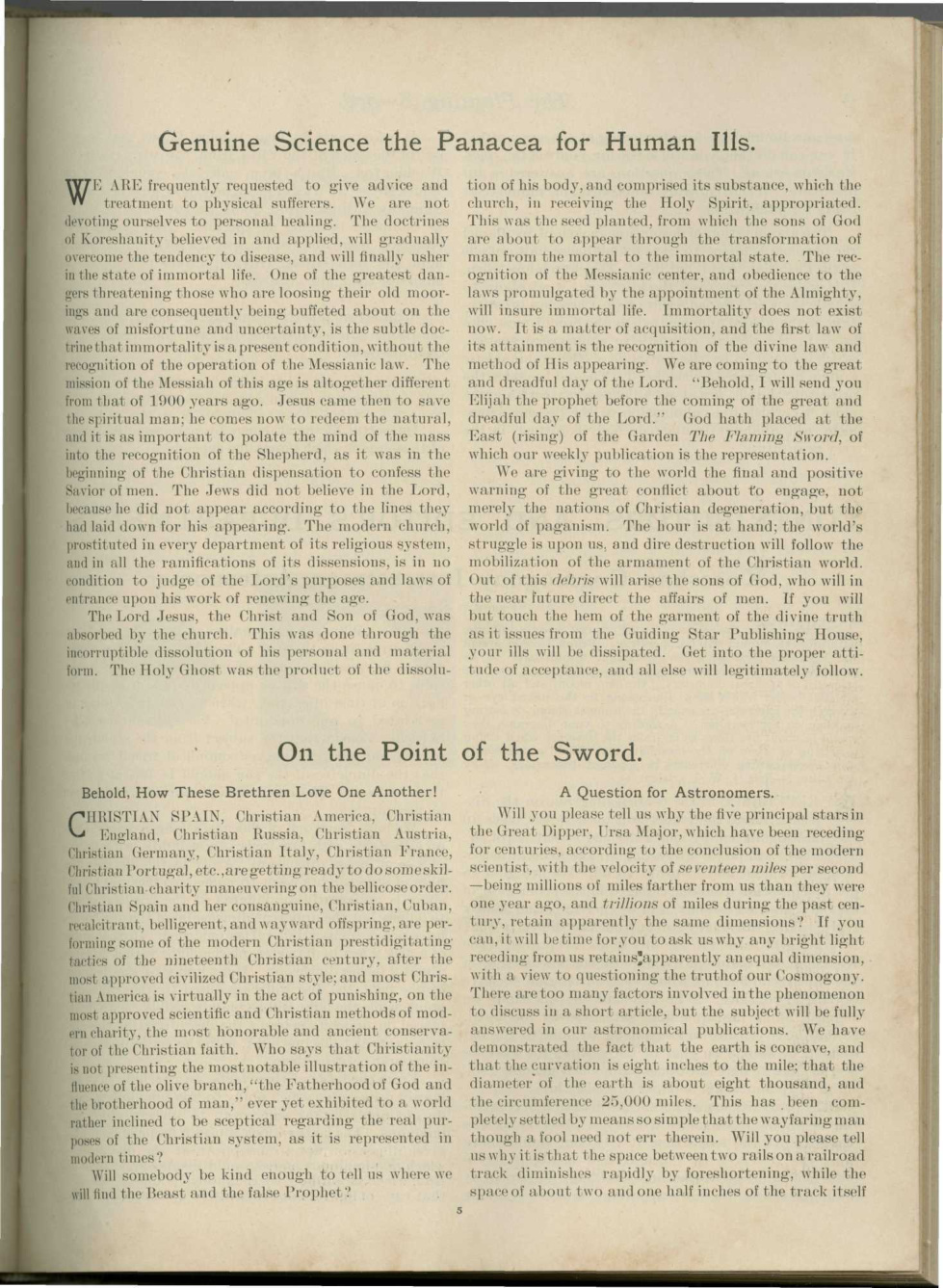 Scanned PDF p. 5 from The Flaming Sword, May 6, 1898.