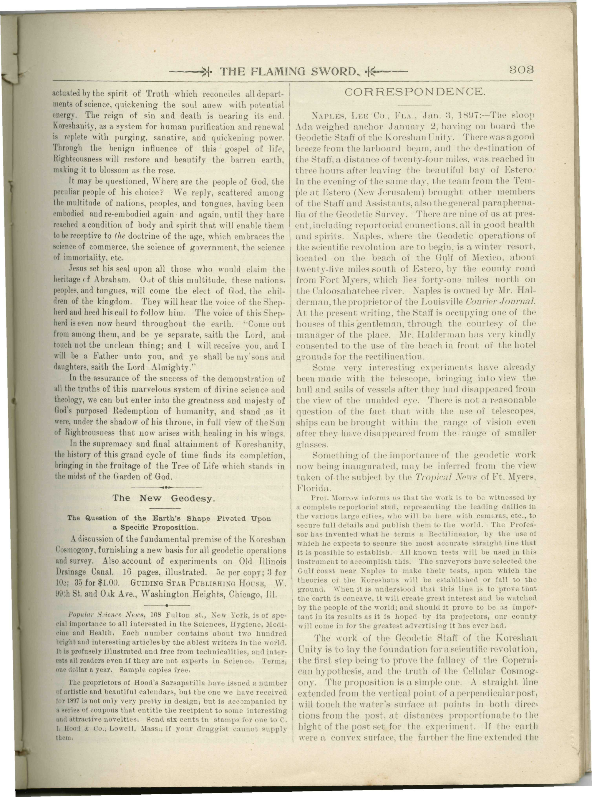 Scanned PDF p. 15 from The Flaming Sword, Jan 1897.