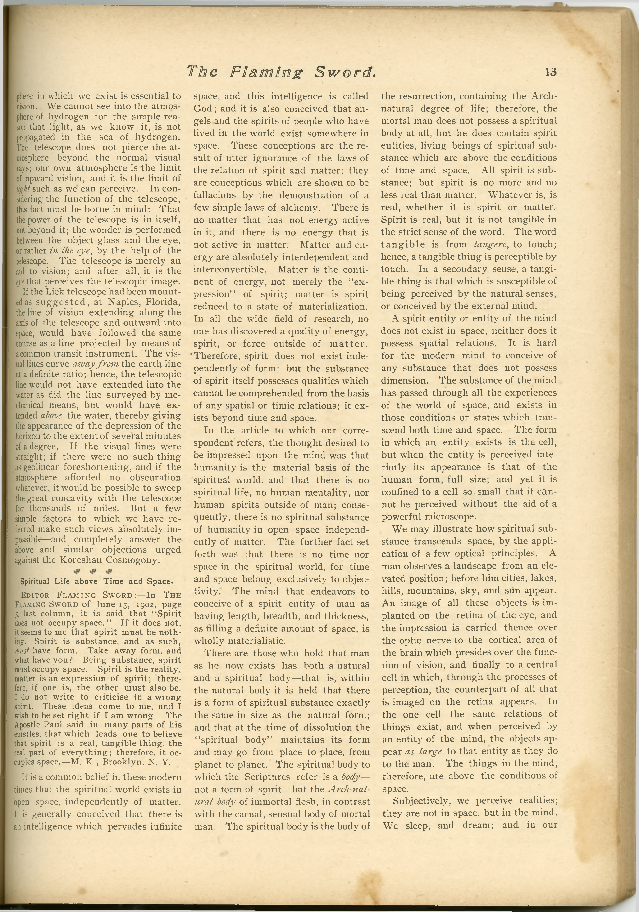 Scanned PDF p. 13 from The Flaming Sword, 19 Sep. 1902.