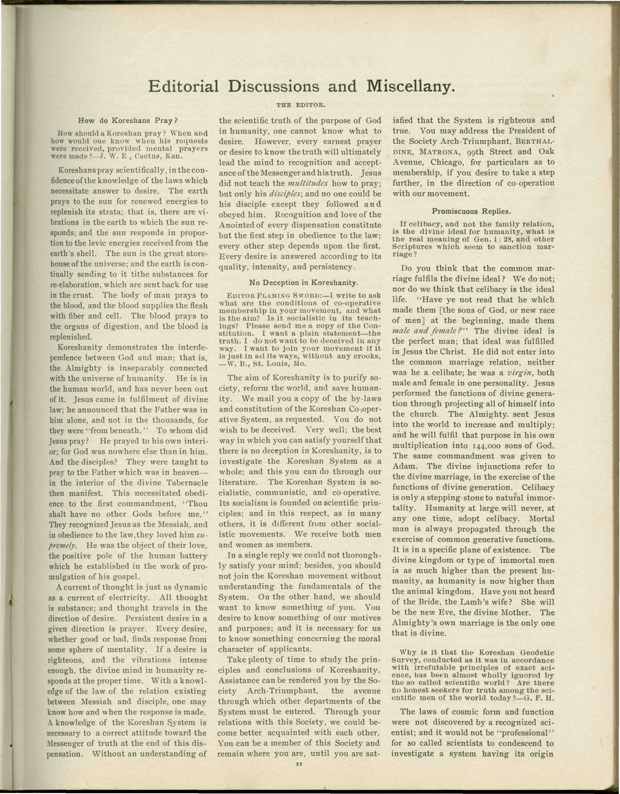 Scanned PDF p. 11 from The Flaming Sword, Feb 2, 1900.