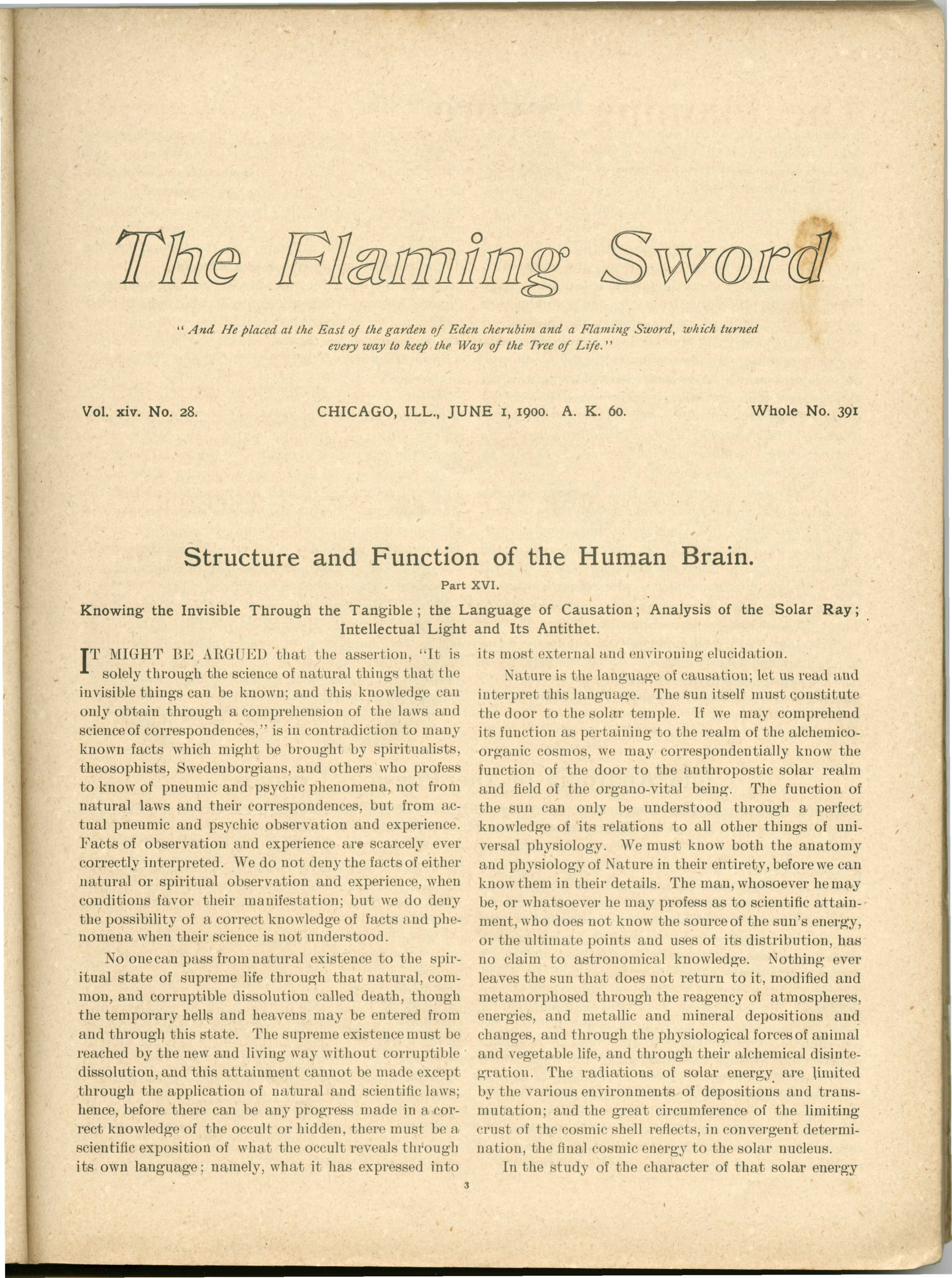 Scanned PDF p. 3 from The Flaming Sword, 1 Jun 1900.