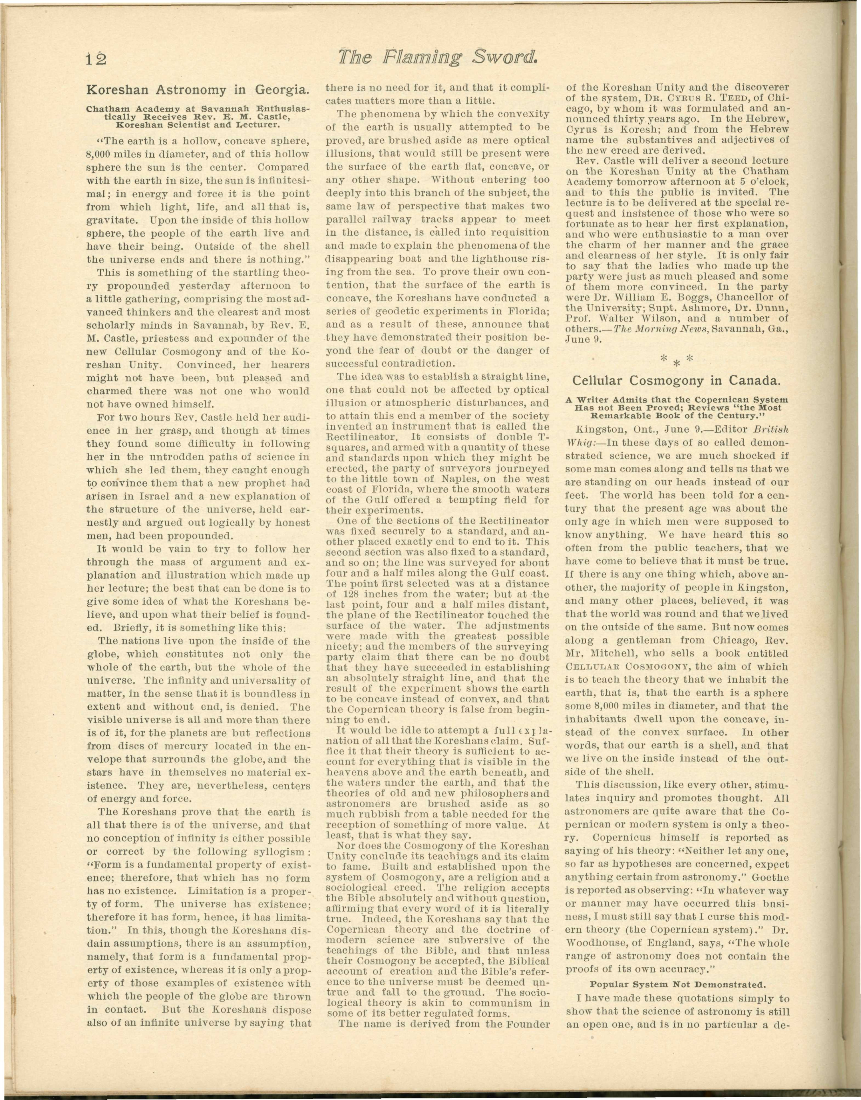 Scanned PDF p. 12 from The Flaming Sword, 23 Jun 1899.