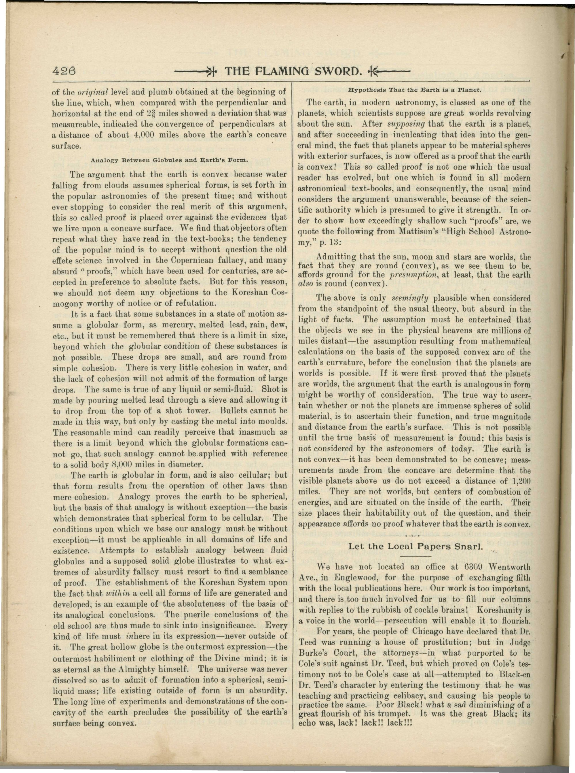 Scanned PDF p. 6 from The Flaming Sword, Jul 1897.