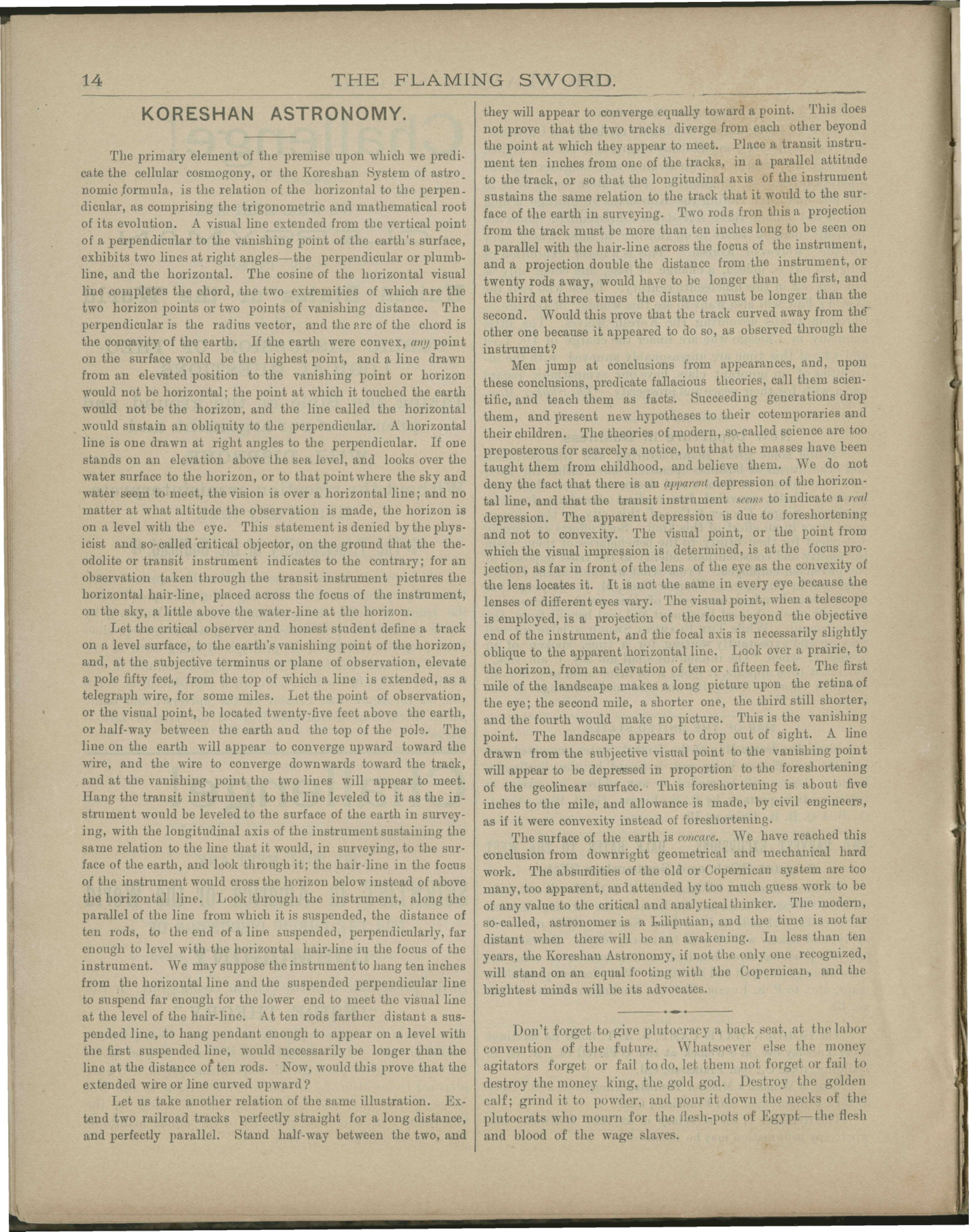 Scanned PDF p. 14 from The Flaming Sword, 16 Jul. 1892.