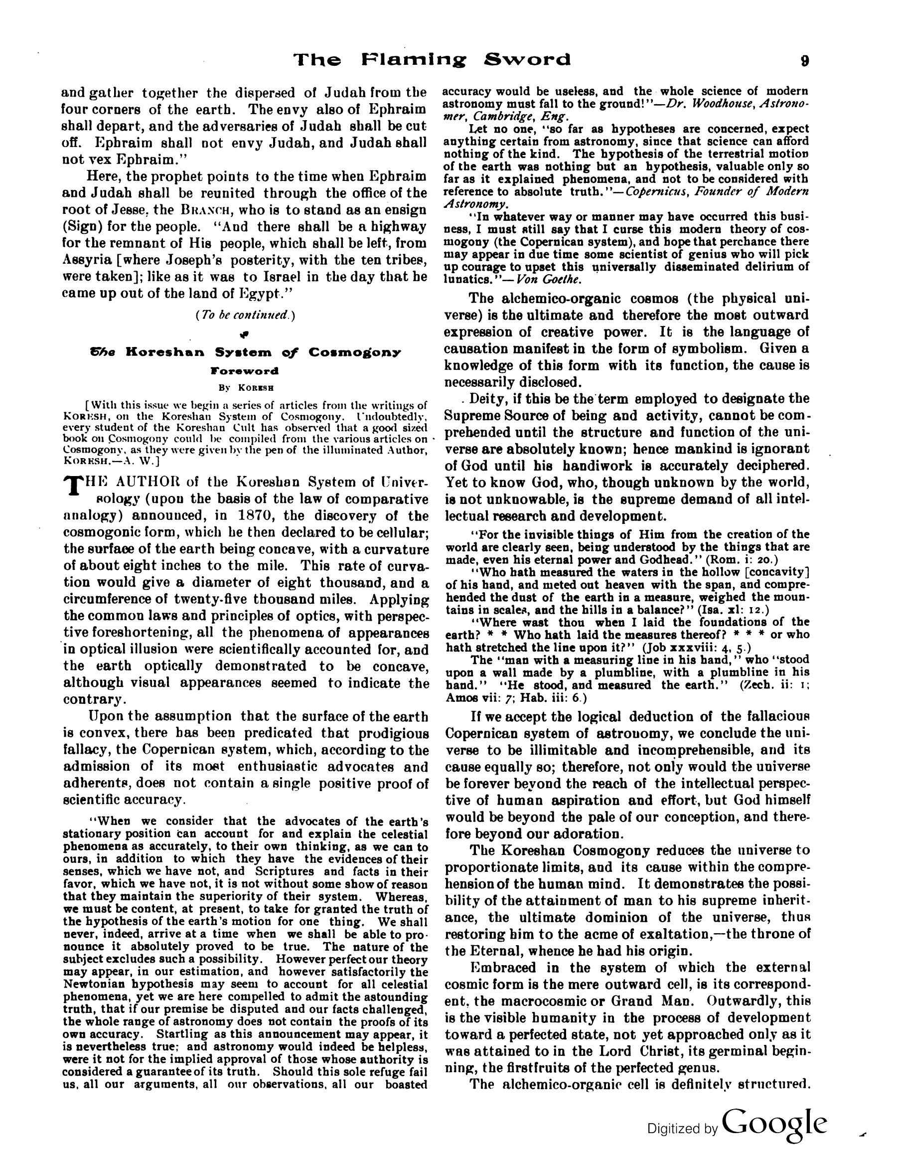 Scanned PDF p. 9 from The Flaming Sword, Jan 1913.