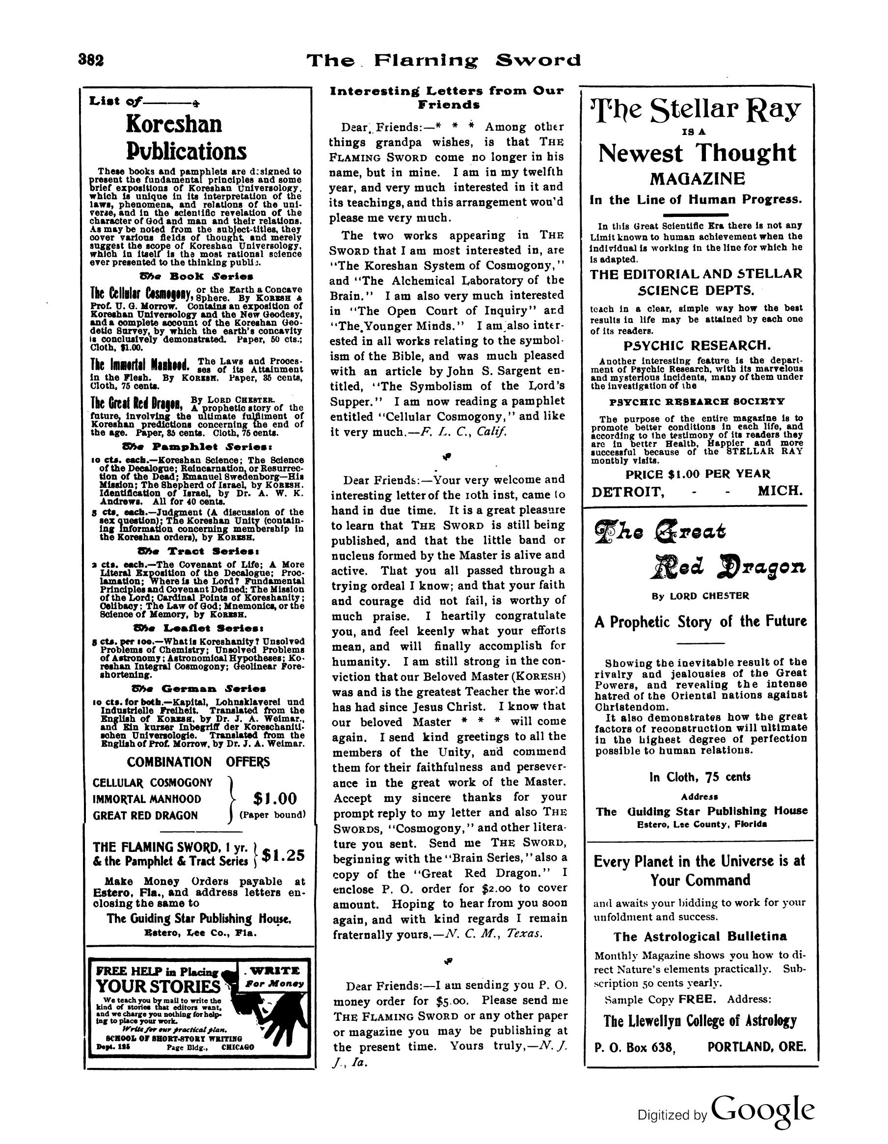 Scanned PDF p. 30 from The Flaming Sword, Dec 1913.