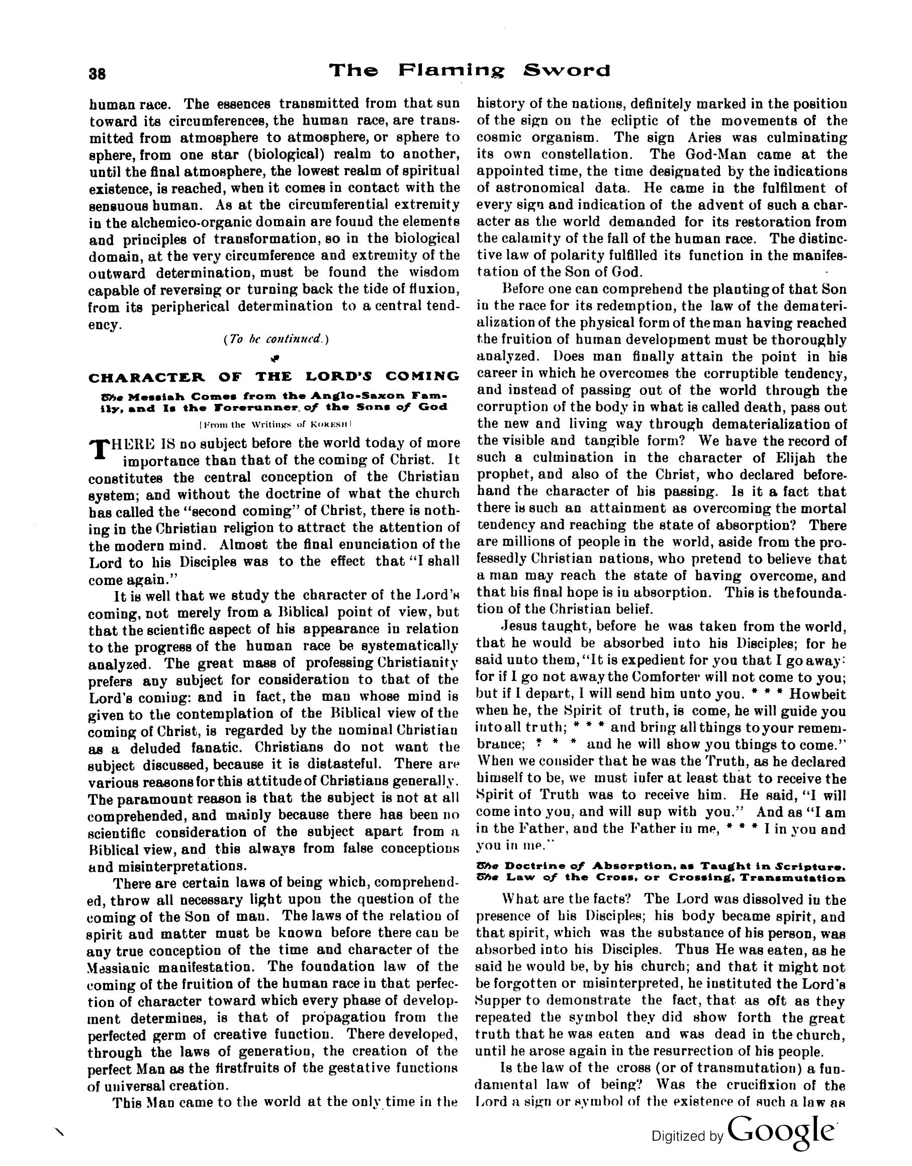 Scanned PDF p. 8 from The Flaming Sword, Feb 1914.