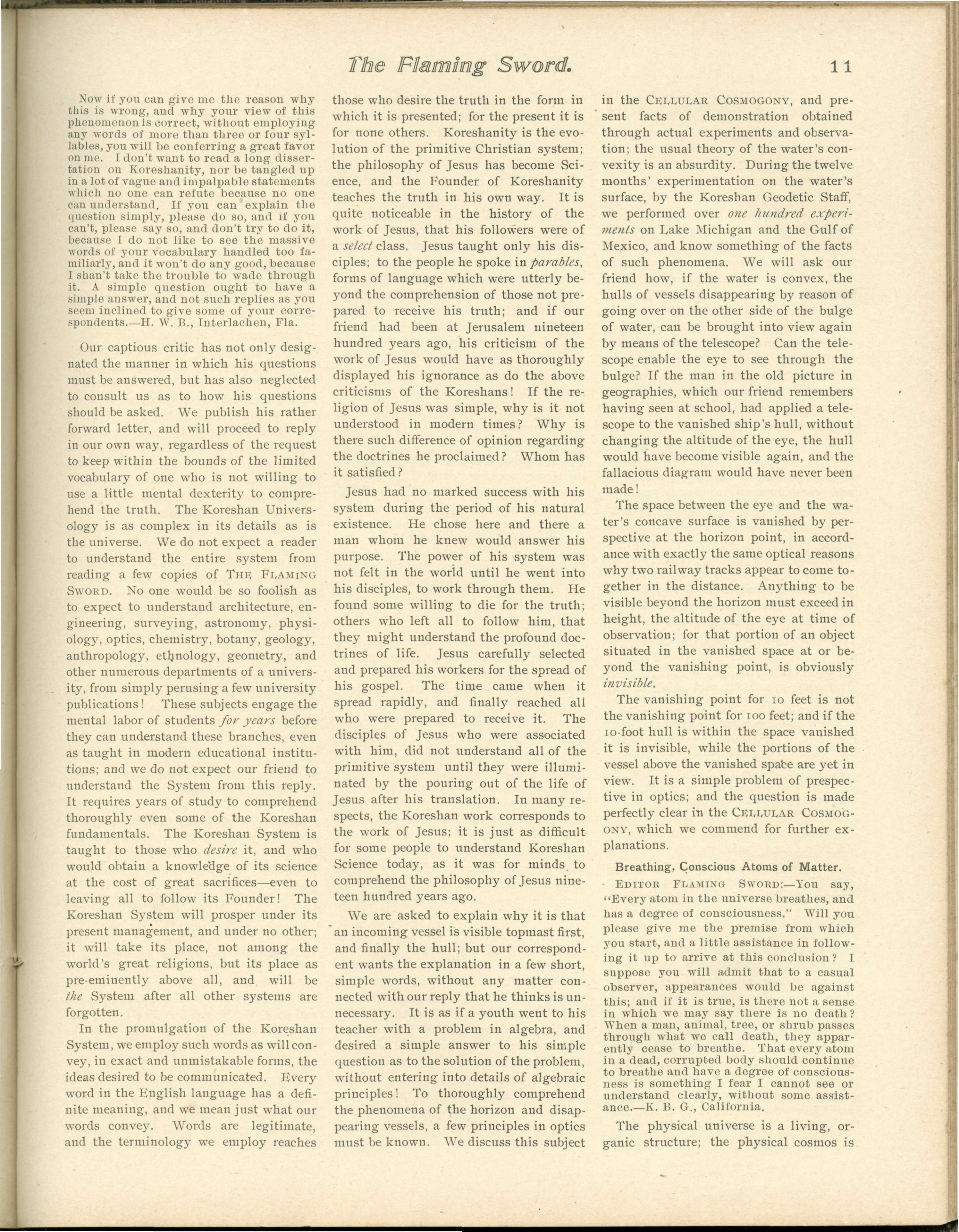 Scanned PDF p. 11 from The Flaming Sword, 18 Aug 1899.