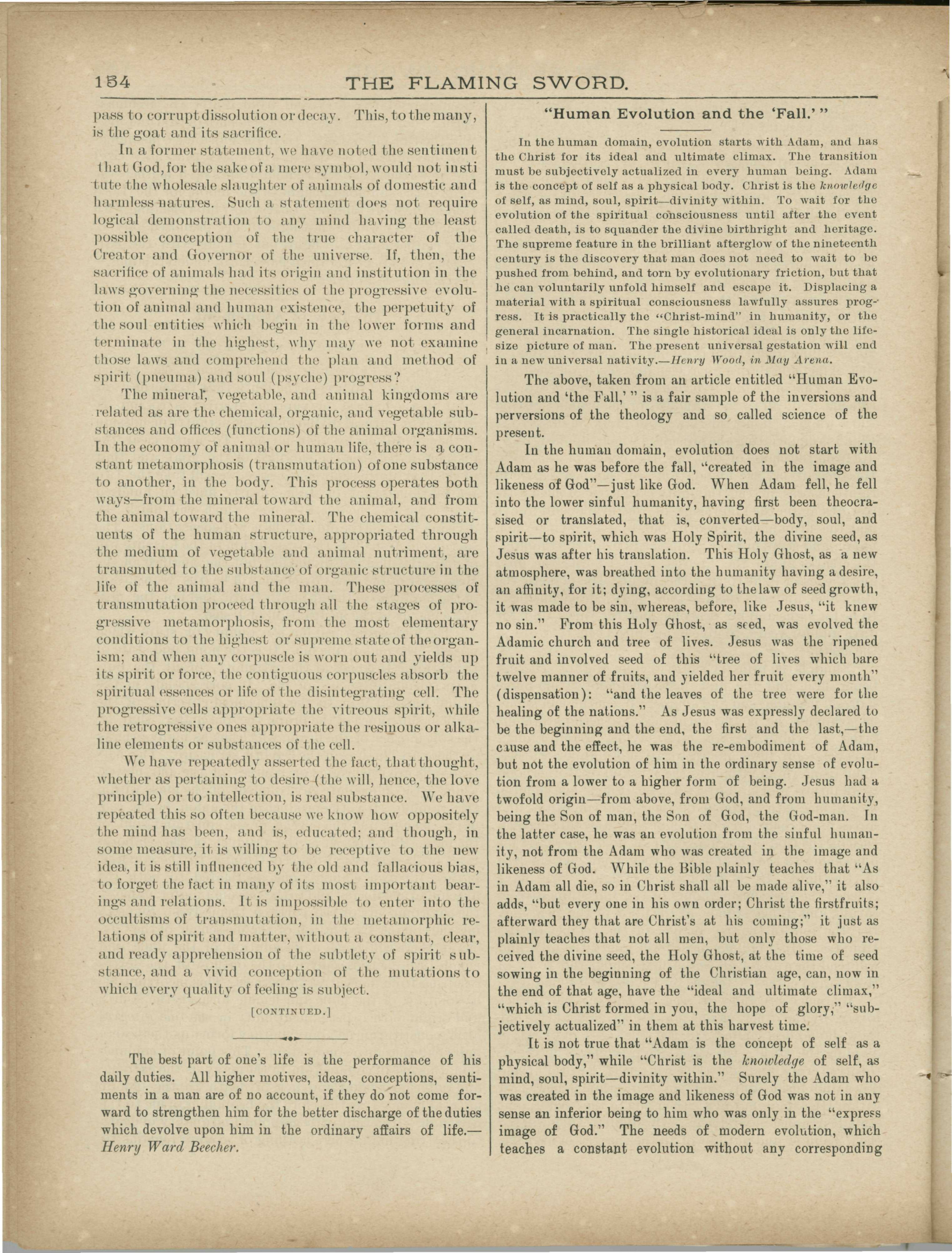 Scanned PDF p. 6 from The Flaming Sword, Aug 1895.