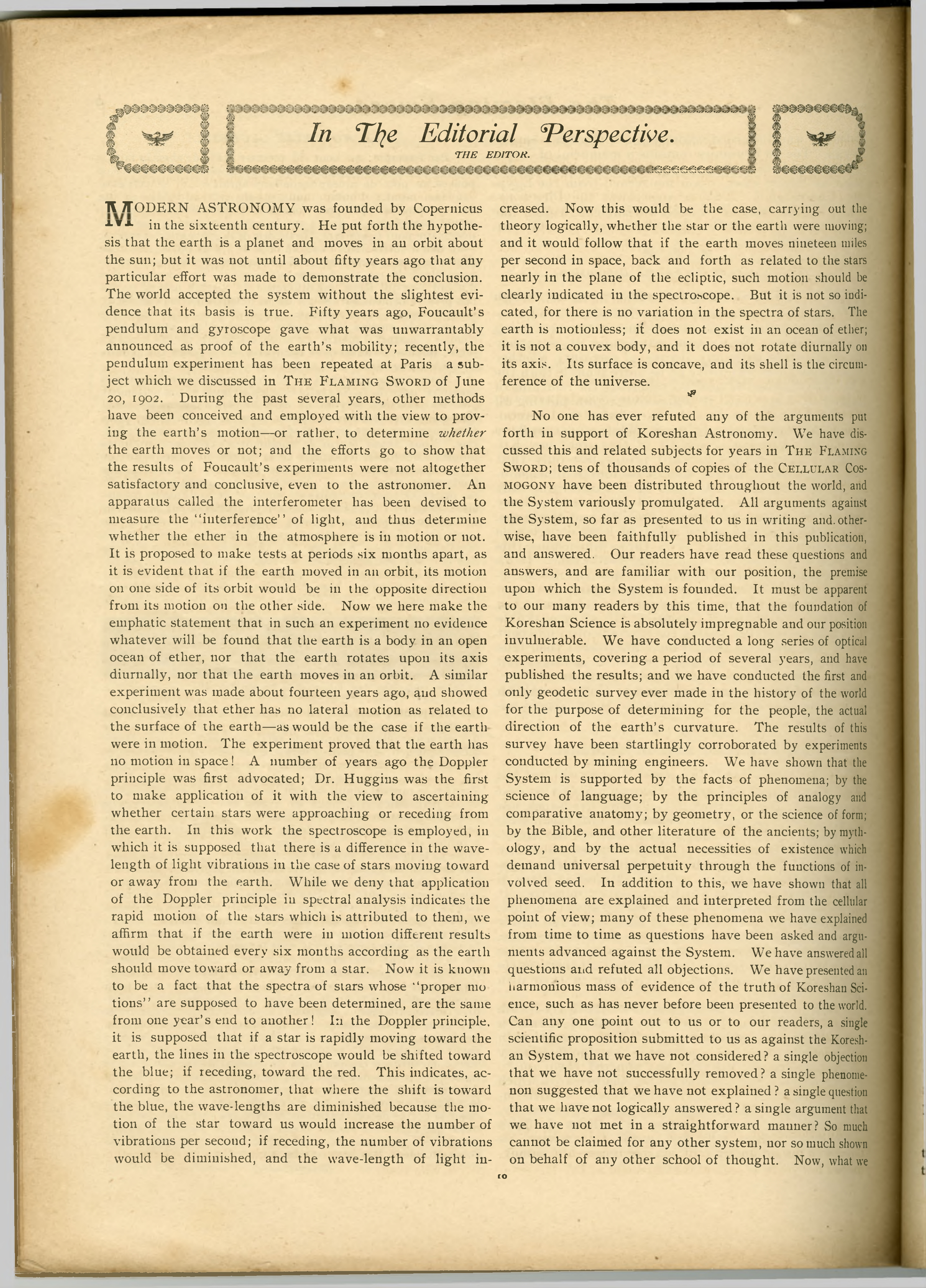 Scanned PDF p. 10 from The Flaming Sword, 31 Oct 1902.