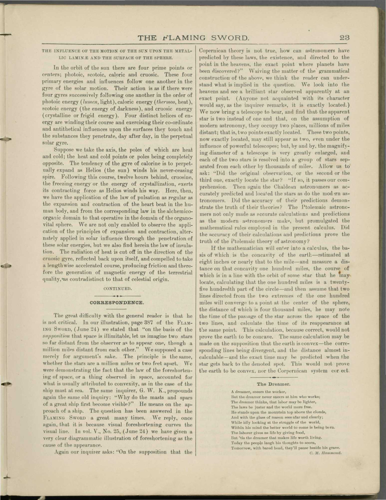 Scanned PDF p. 7 from The Flaming Sword, July 1893.