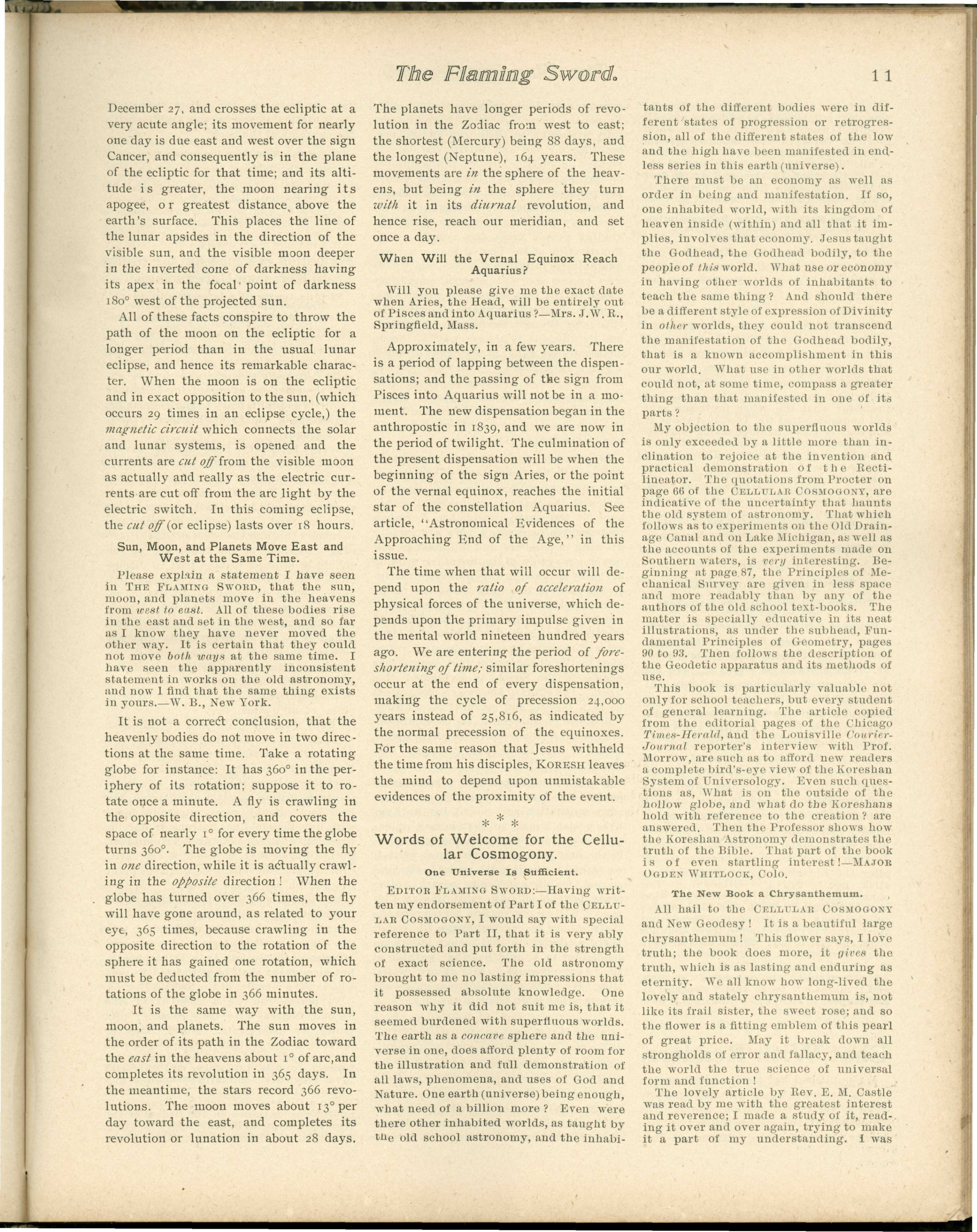 Scanned PDF p. 11 from The Flaming Sword, 23 Dec 1898.