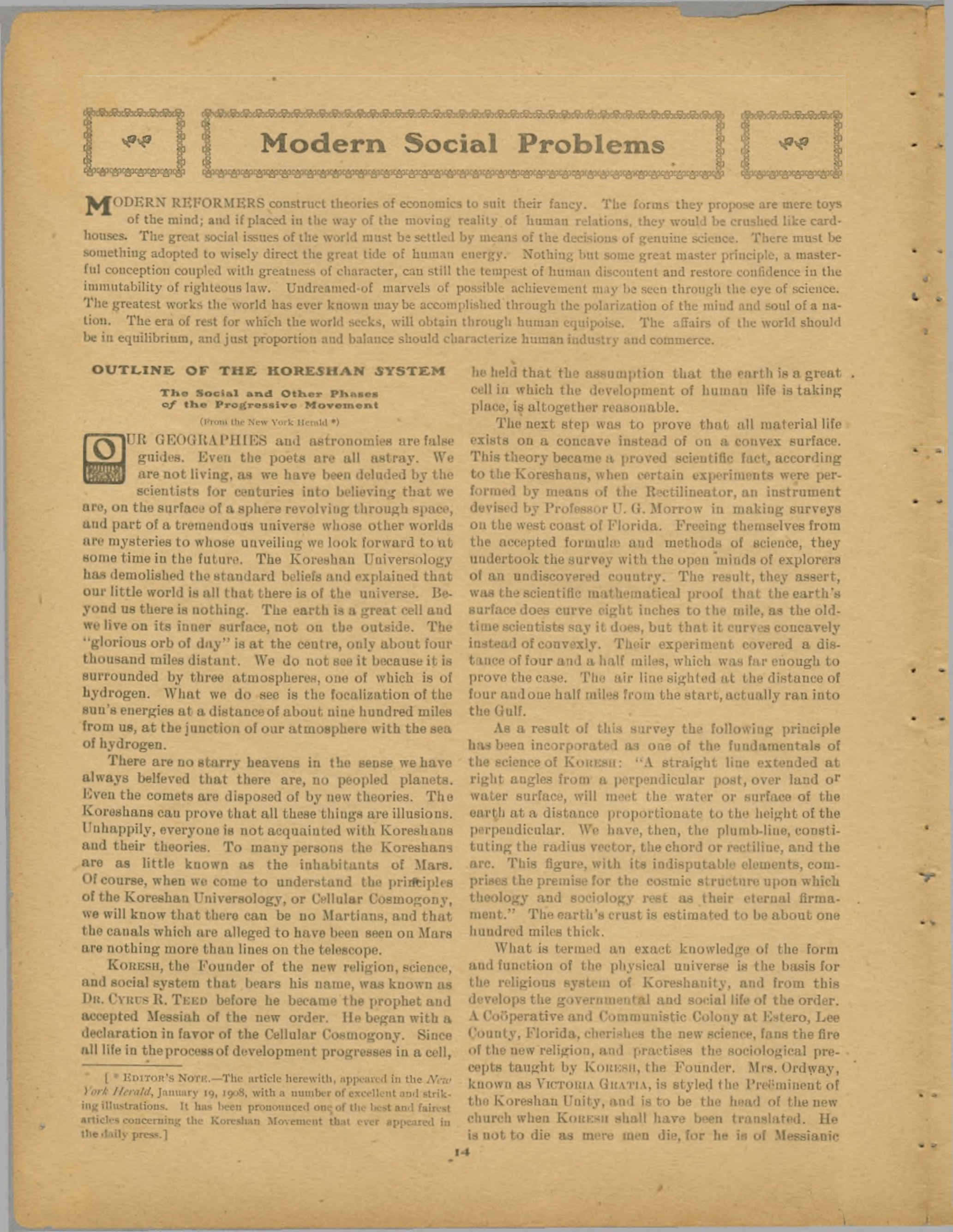 Scanned PDF p. 14 from The Flaming Sword, Feb 15, 1908.