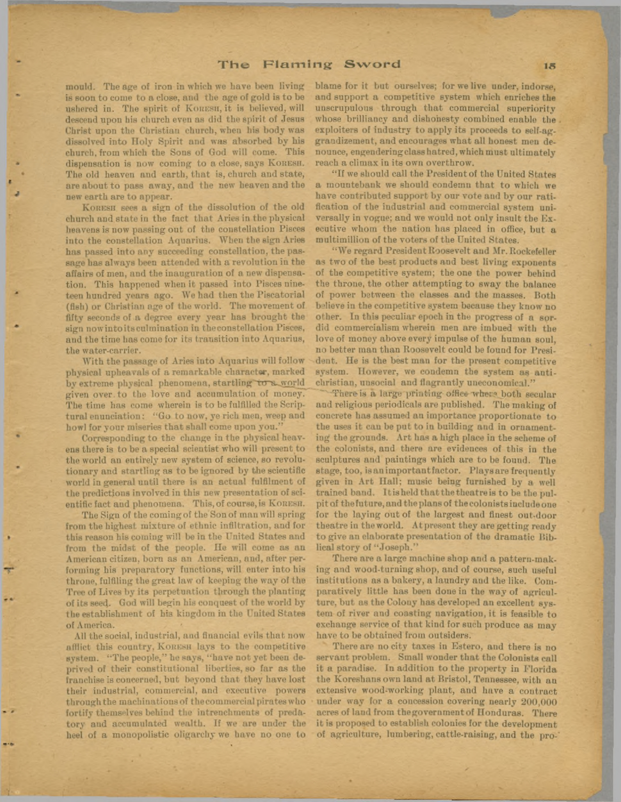Scanned PDF p. 15 from The Flaming Sword, Feb 15, 1908.