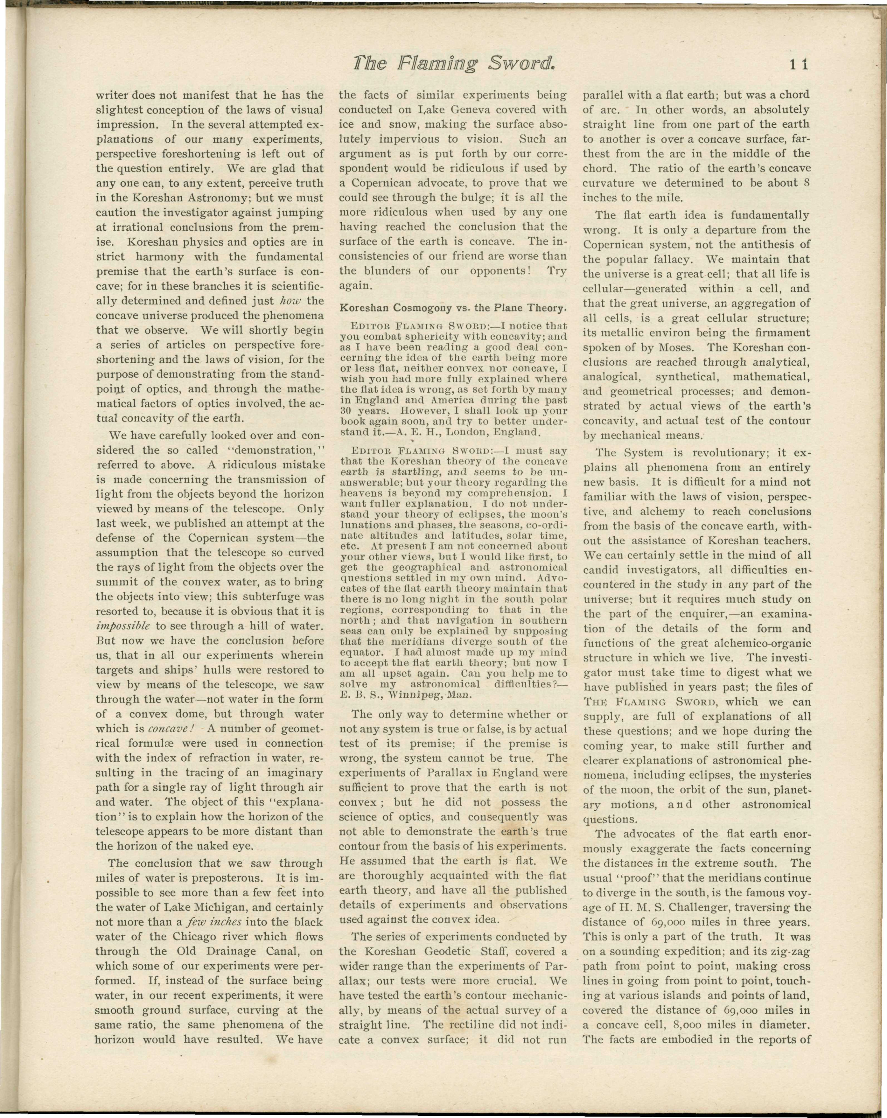 Scanned PDF p. 11 from The Flaming Sword, 6 Oct 1899.
