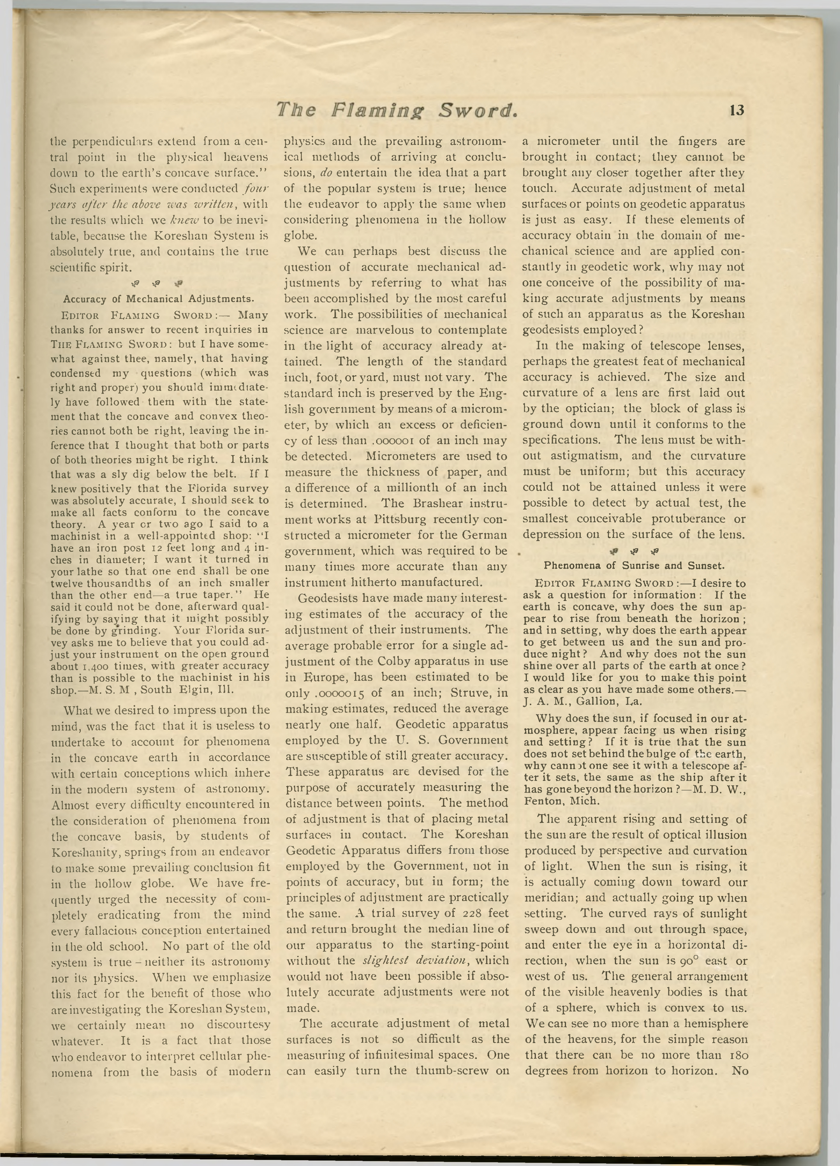 Scanned PDF p. 13 from The Flaming Sword, 30 May 1902.