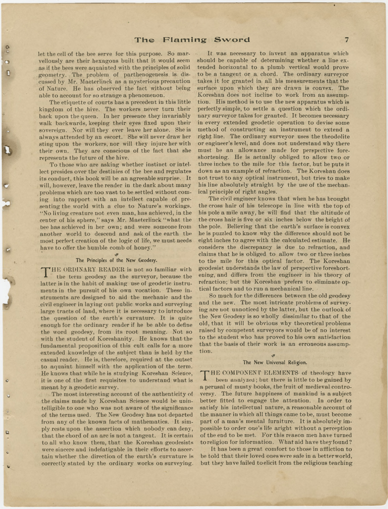 Scanned PDF p. 7 from The Flaming Sword, 15 Nov. 1904.