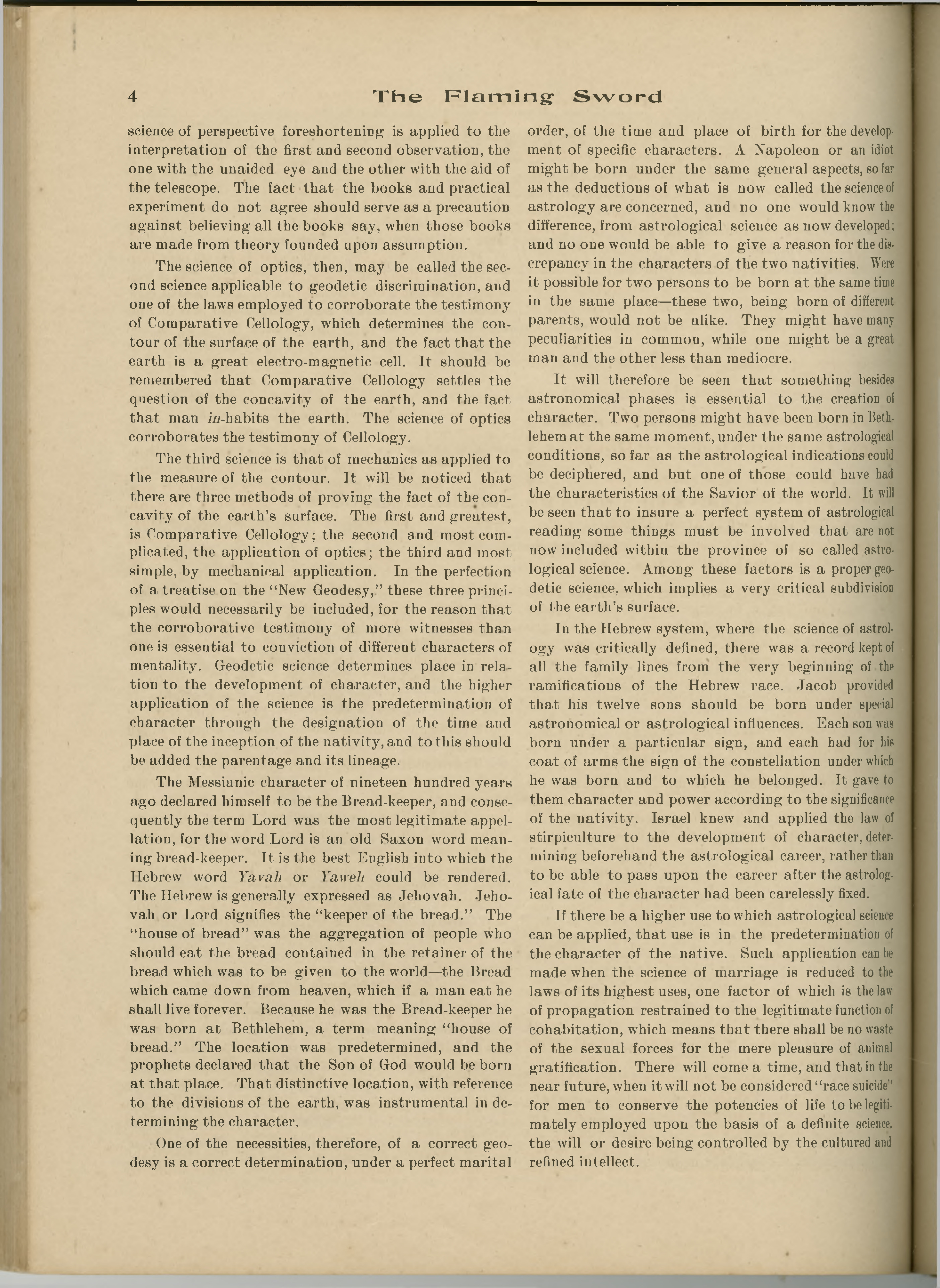 Scanned PDF p. 4 from The Flaming Sword, 9 May 1905.