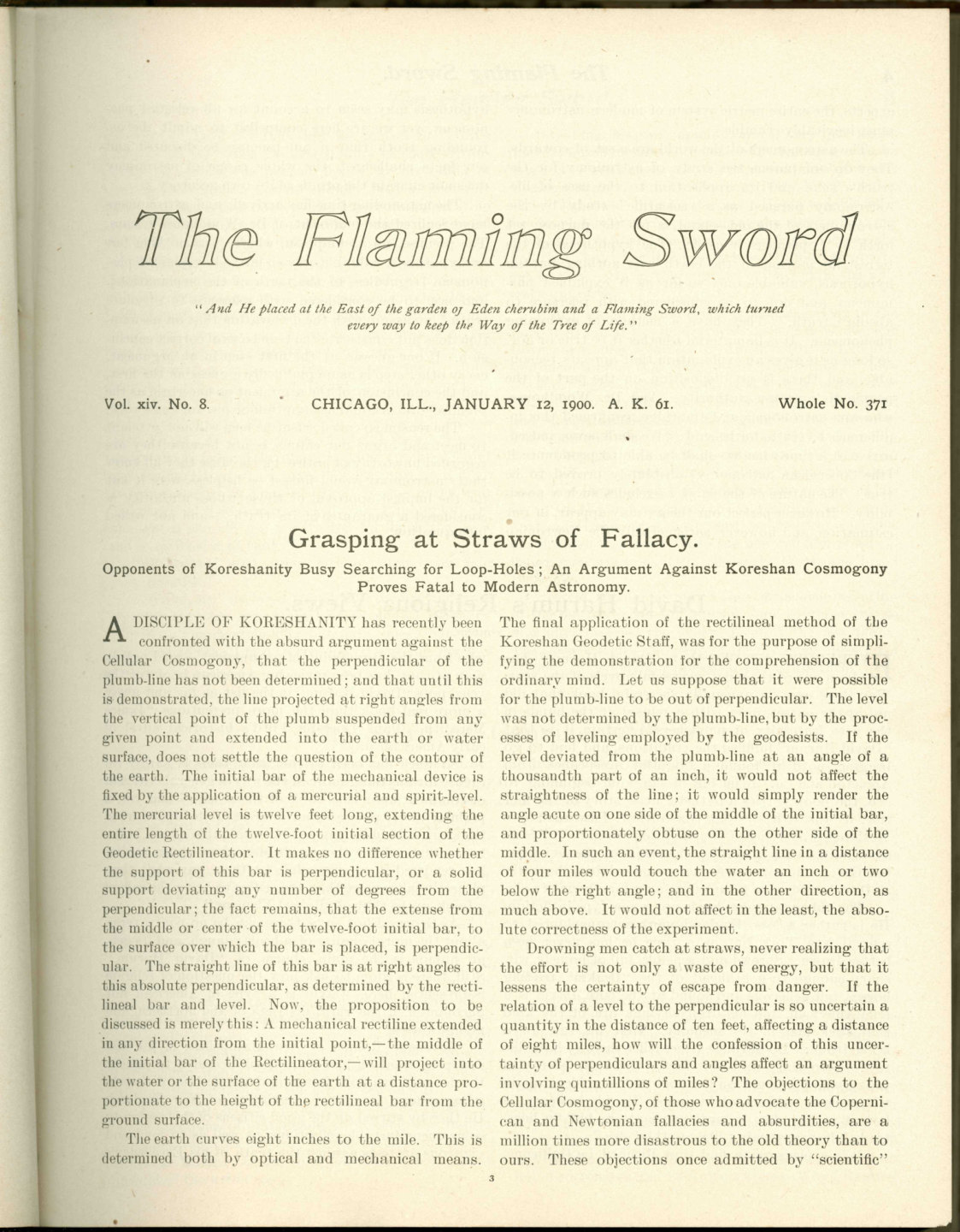 Scanned PDF p. 3 from The Flaming Sword, 12 Jan. 1900.