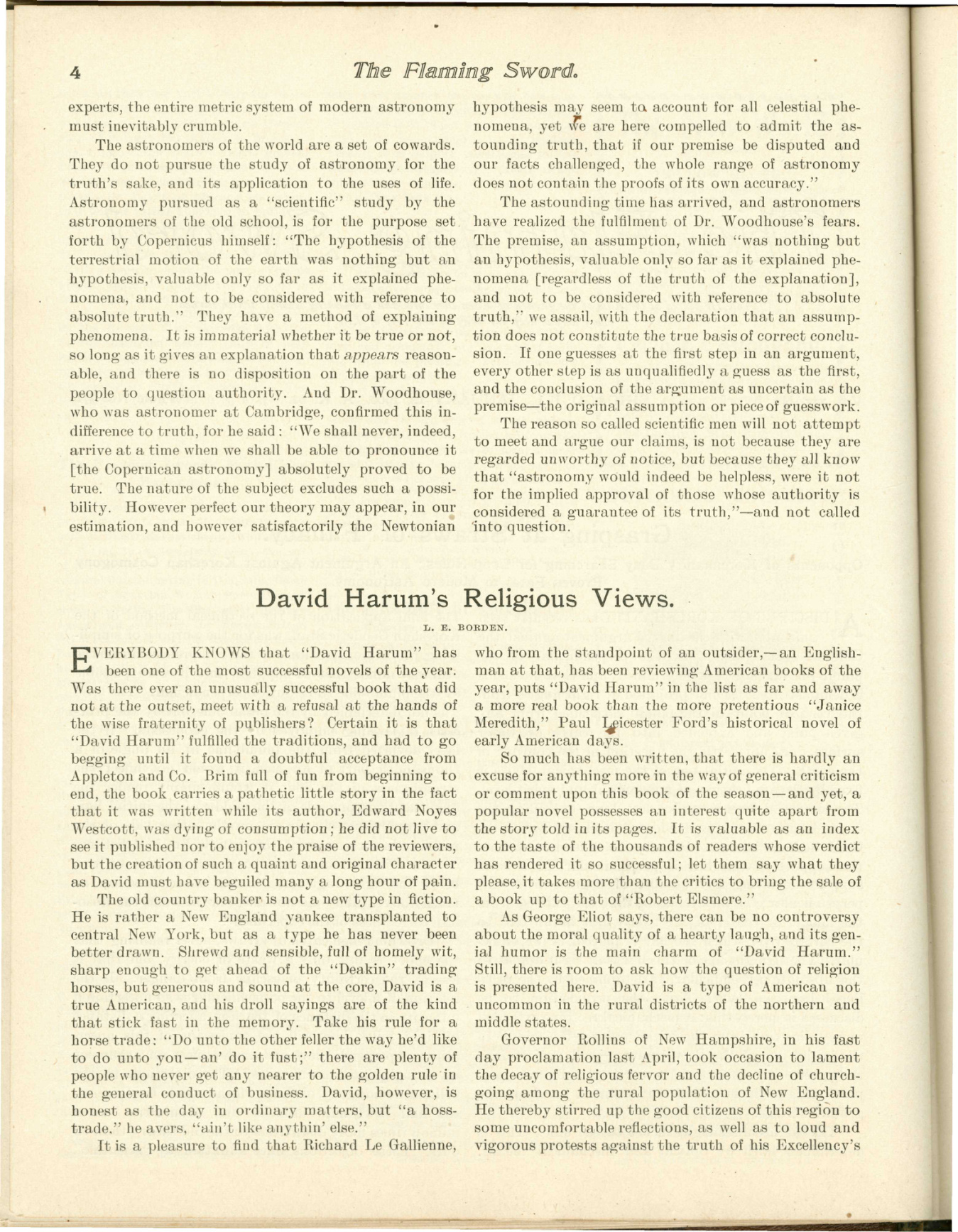 Scanned PDF p. 4 from The Flaming Sword, 12 Jan. 1900.
