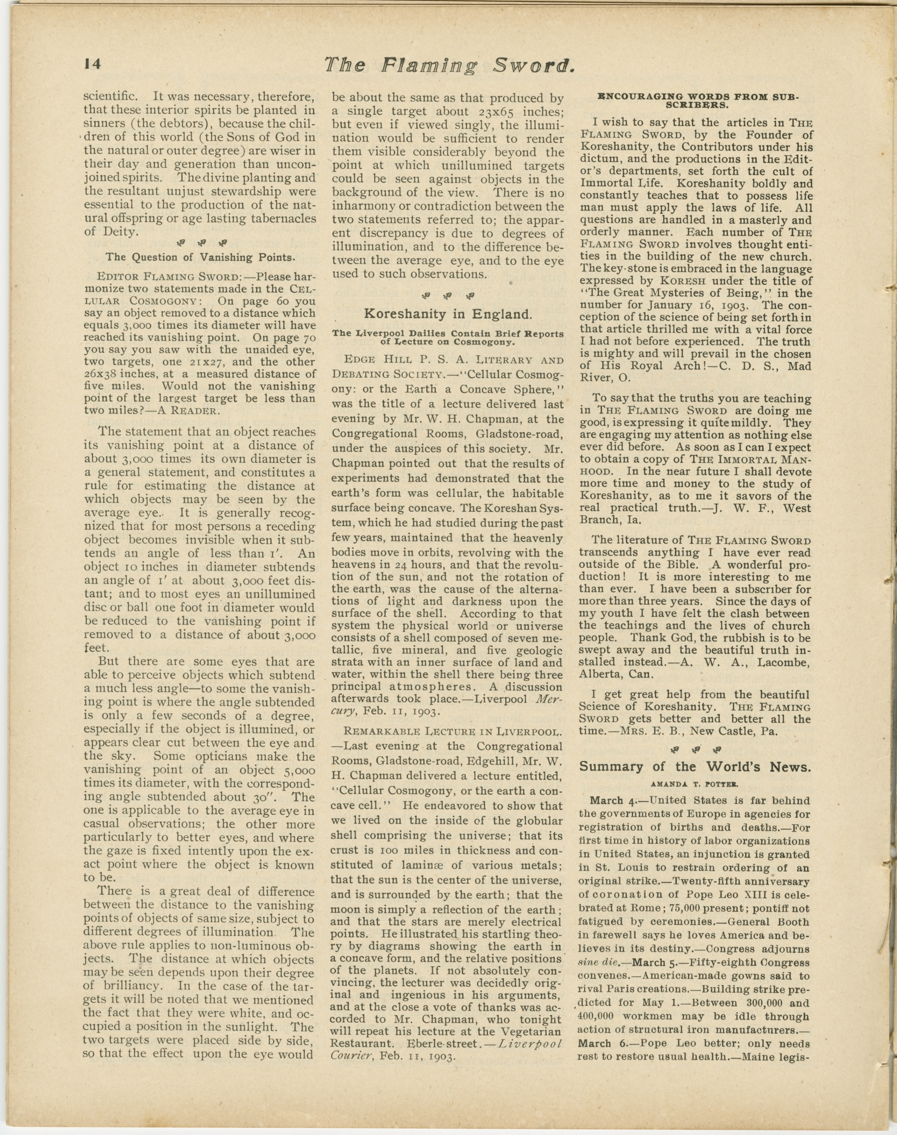 Scanned PDF p. 12 from The Flaming Sword, 13 Mar 1903.