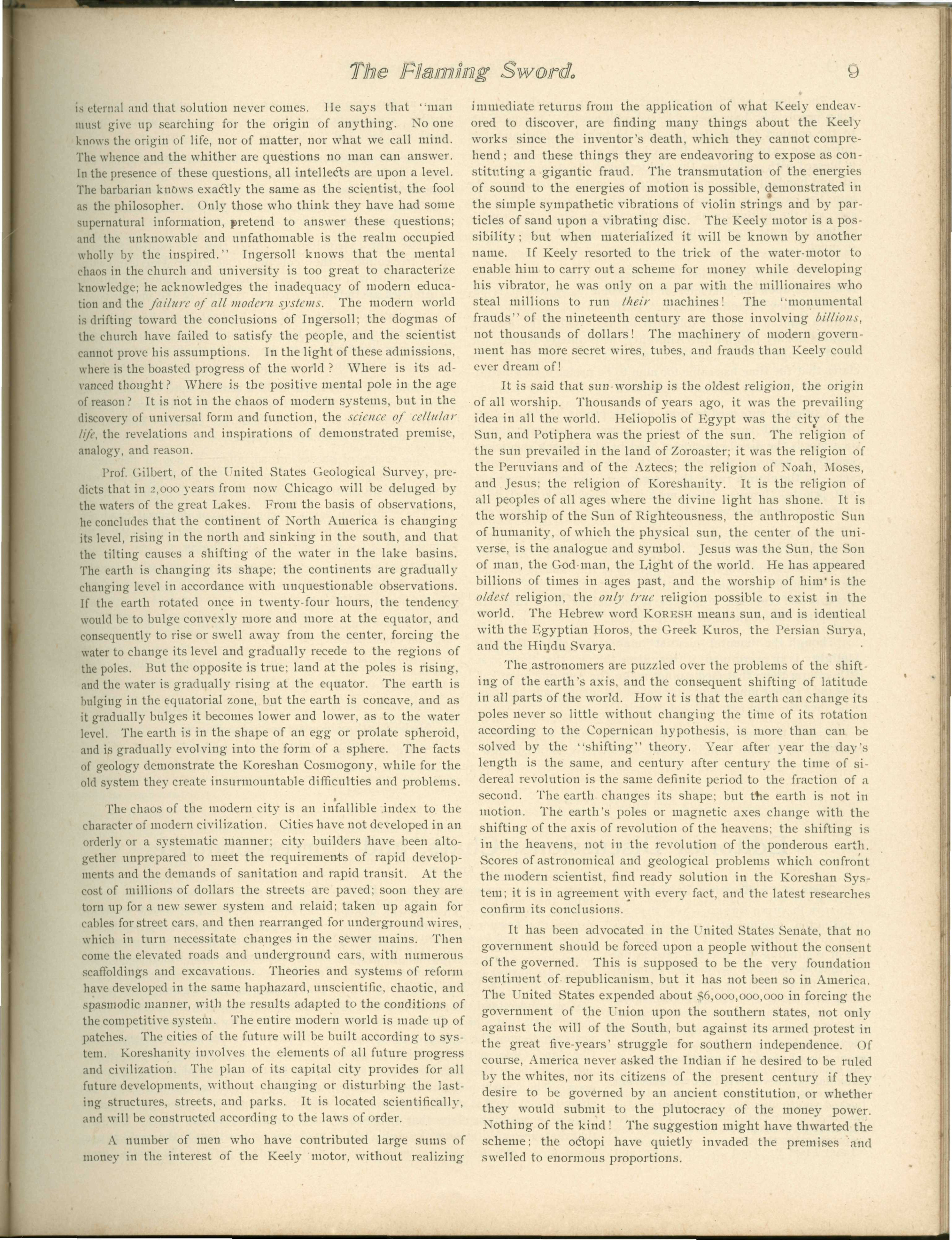 Scanned PDF p. 9 from The Flaming Sword, February 1899.