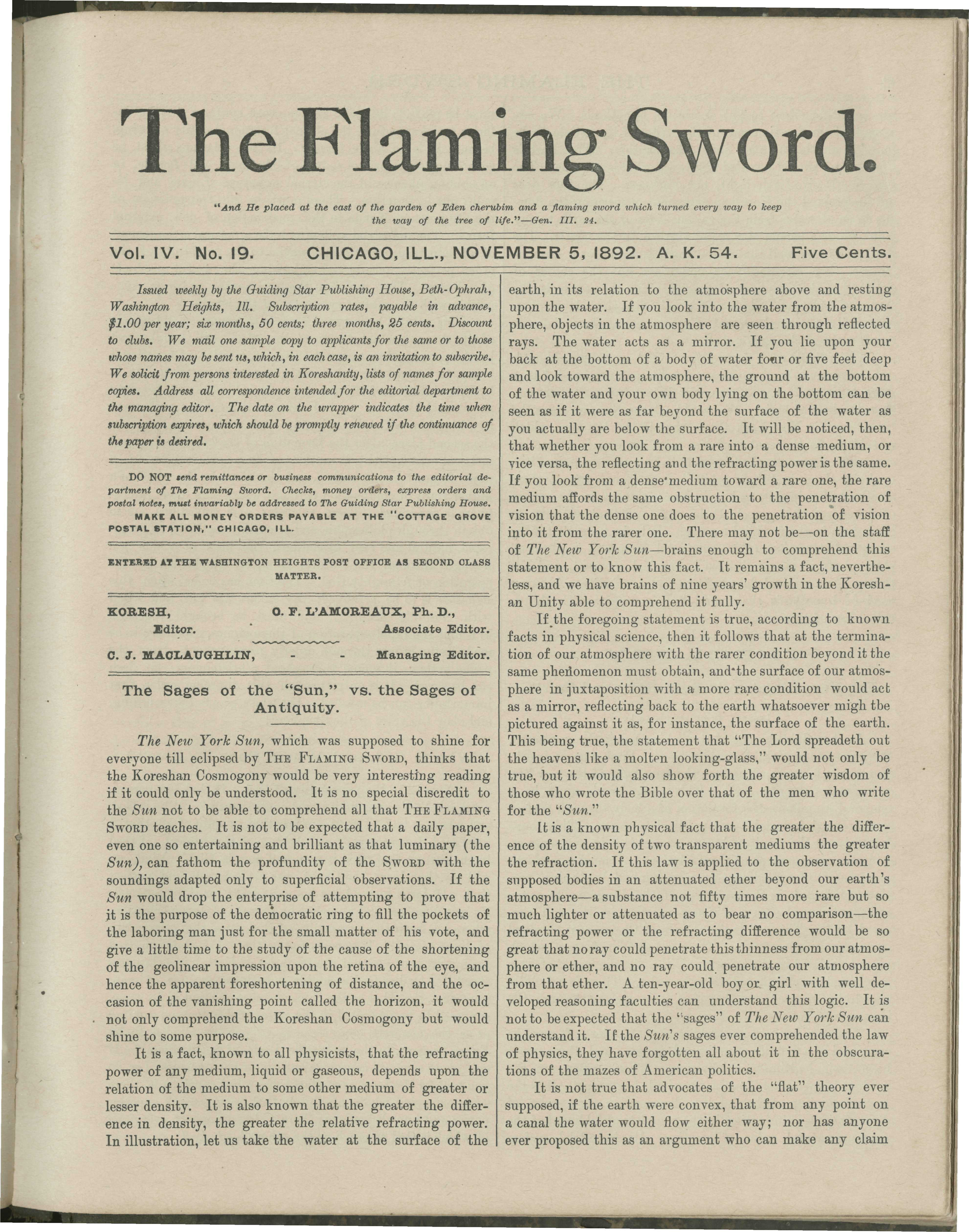 Scanned PDF p. 1 from The Flaming Sword, .
