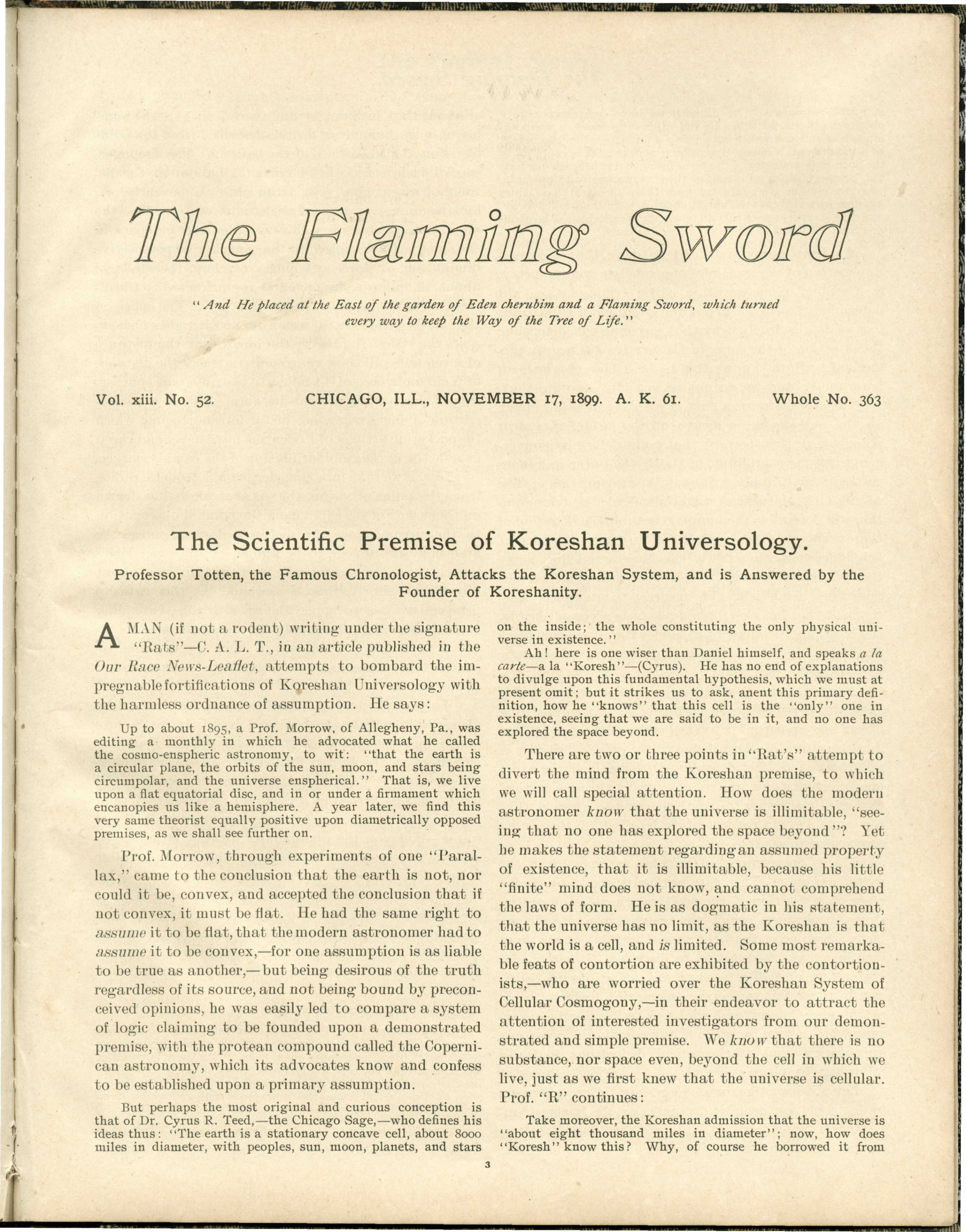 Scanned PDF p. 3 from The Flaming Sword, 17 Nov 1899.