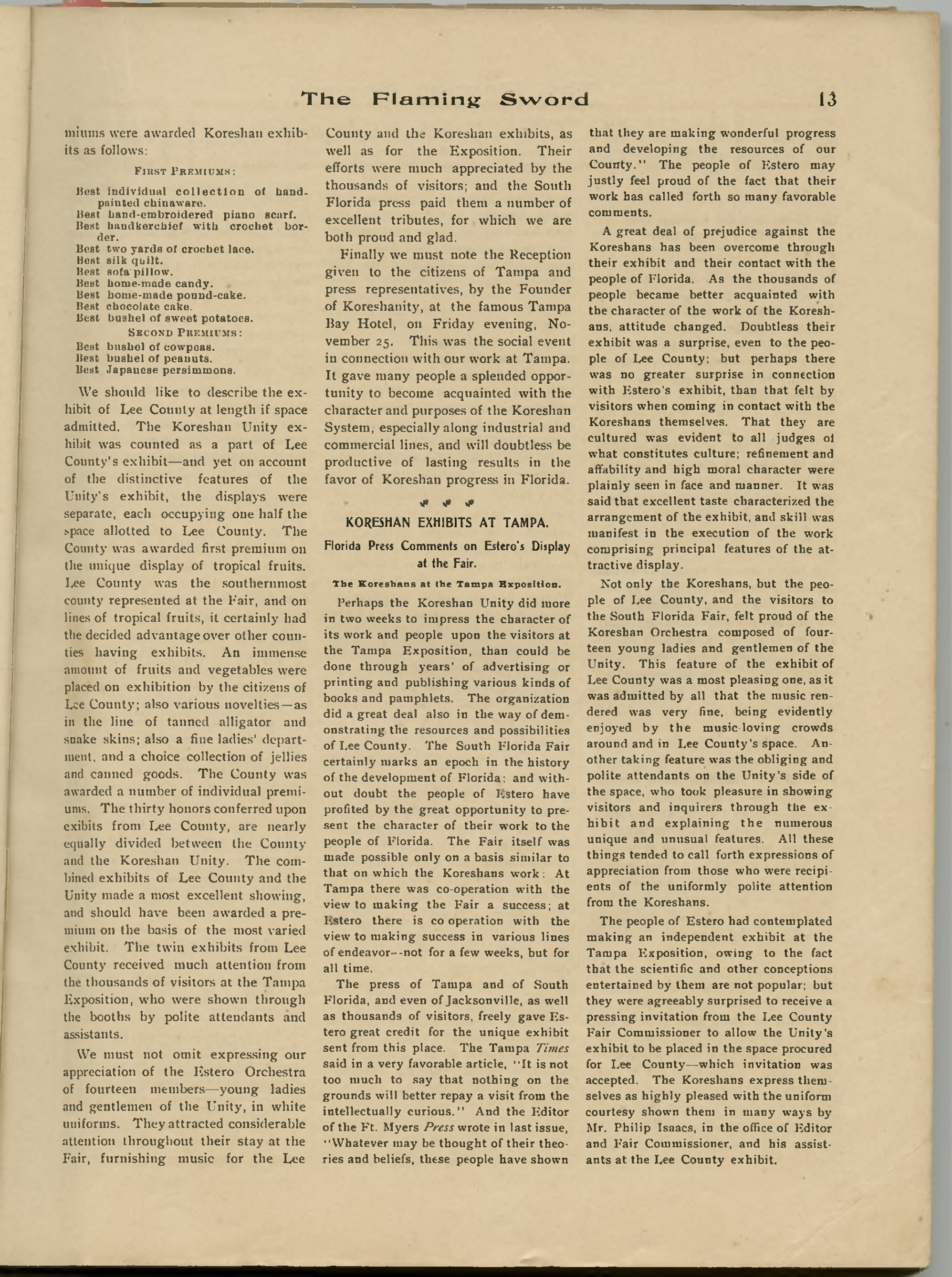 Scanned PDF p. 13 from The Flaming Sword, 13 Dec 1904.