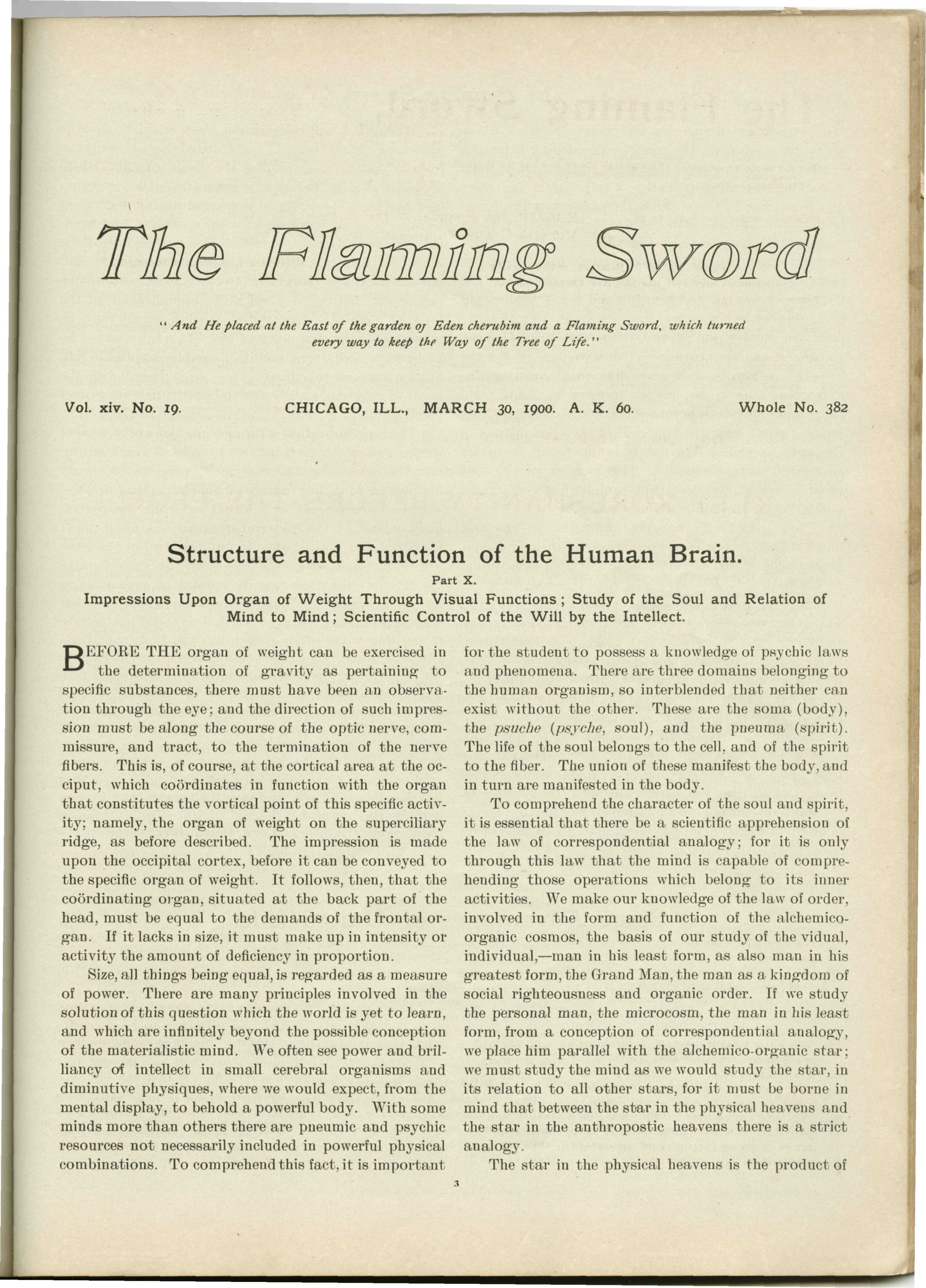 Scanned PDF p. 3 from The Flaming Sword, March 1900.