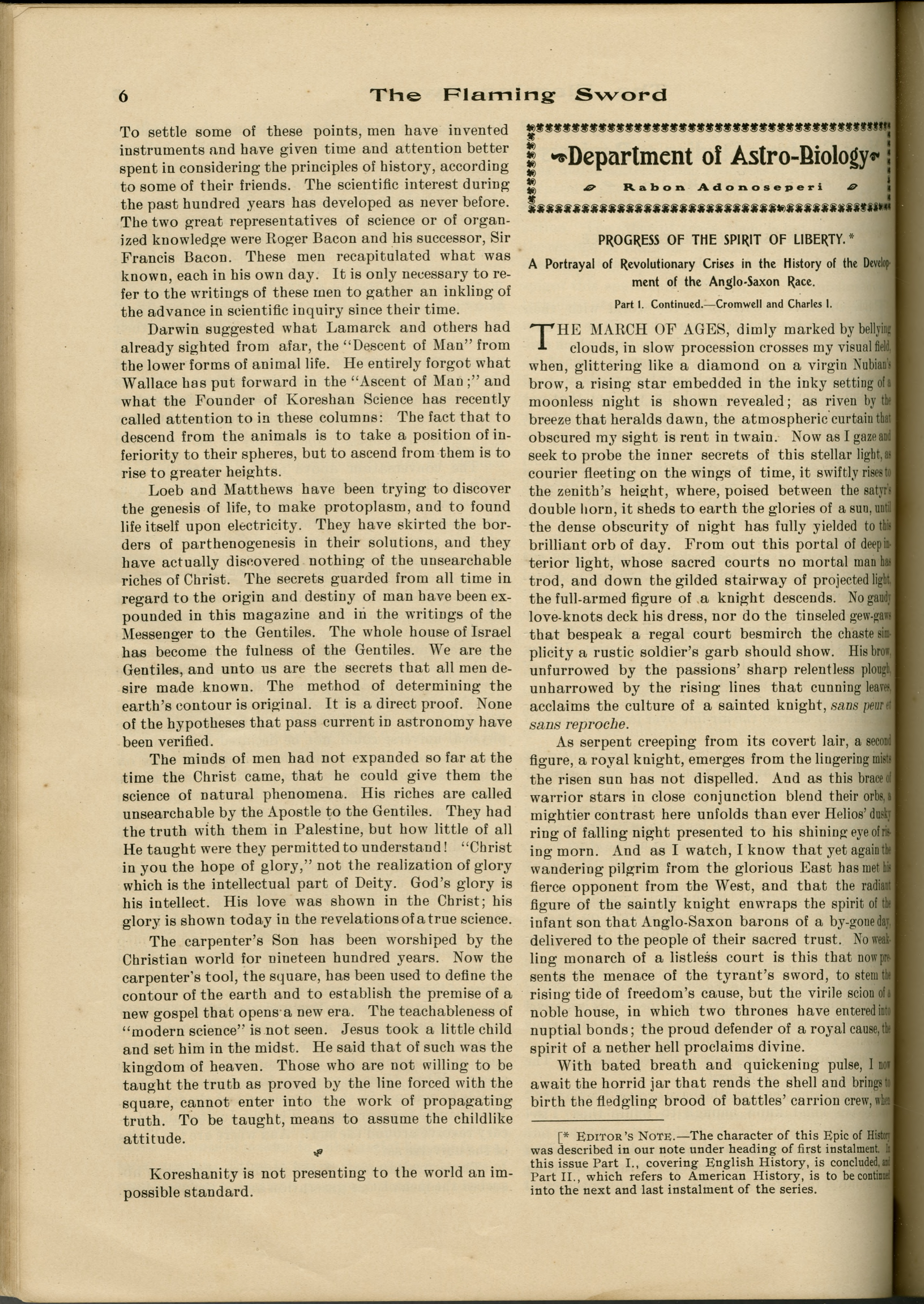 Scanned PDF p. 6 from The Flaming Sword, Sep 18, 1906.