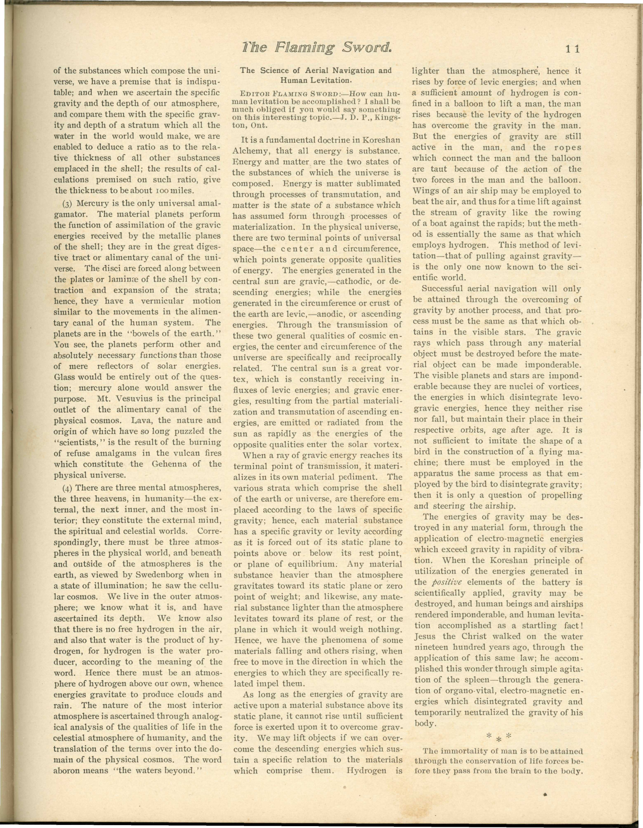 Scanned PDF p. 11 from The Flaming Sword, Jul 1899.