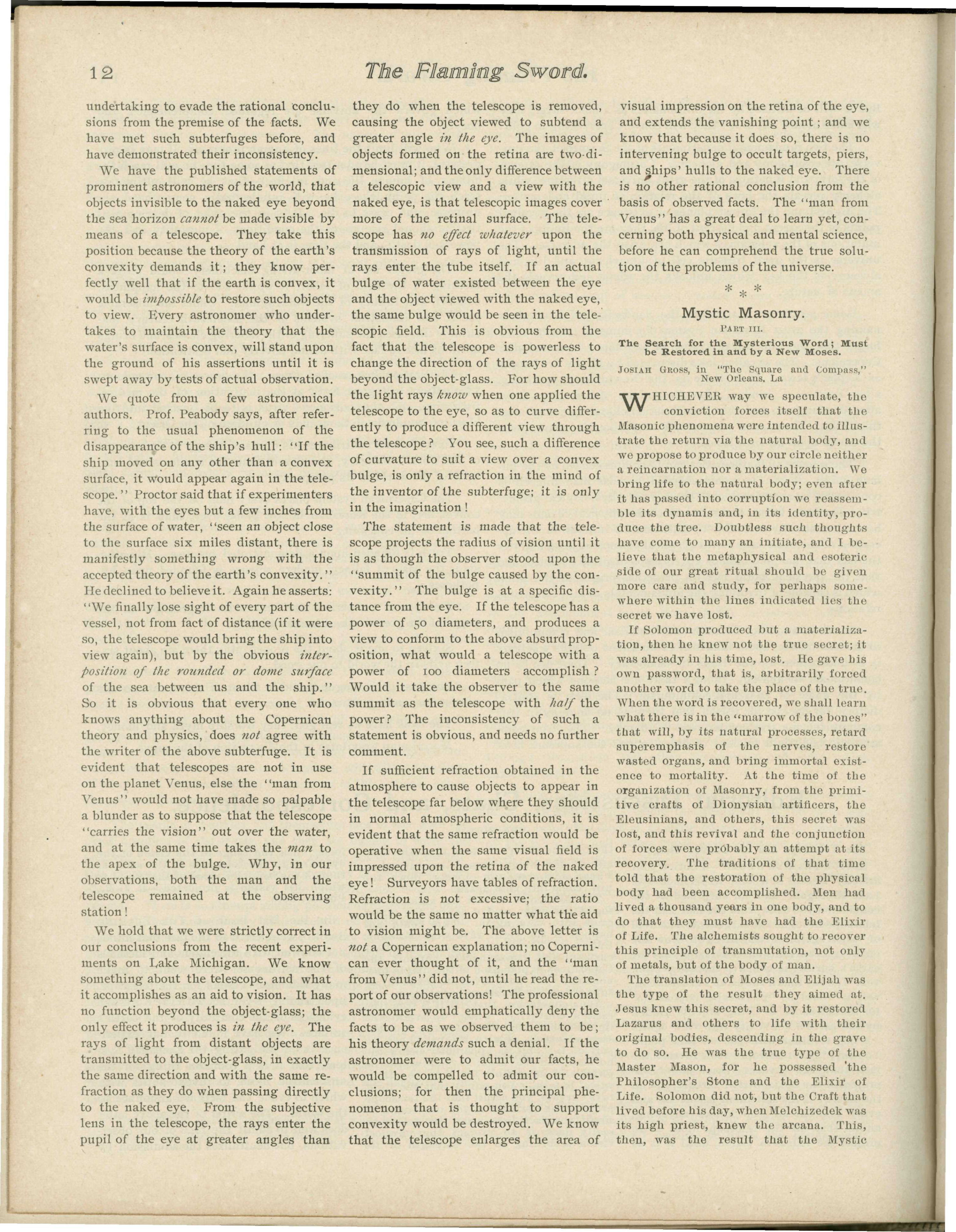 Scanned PDF p. 12 from The Flaming Sword, 29 Sep. 1899.