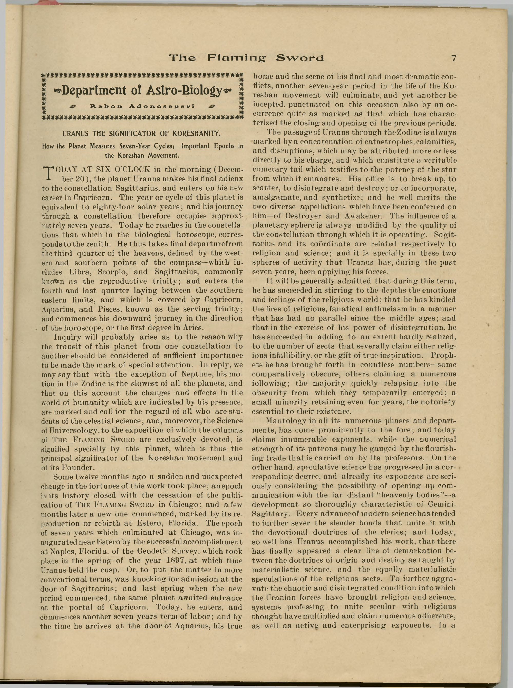 Scanned PDF p. 7 from The Flaming Sword, Dec 20, 1904.